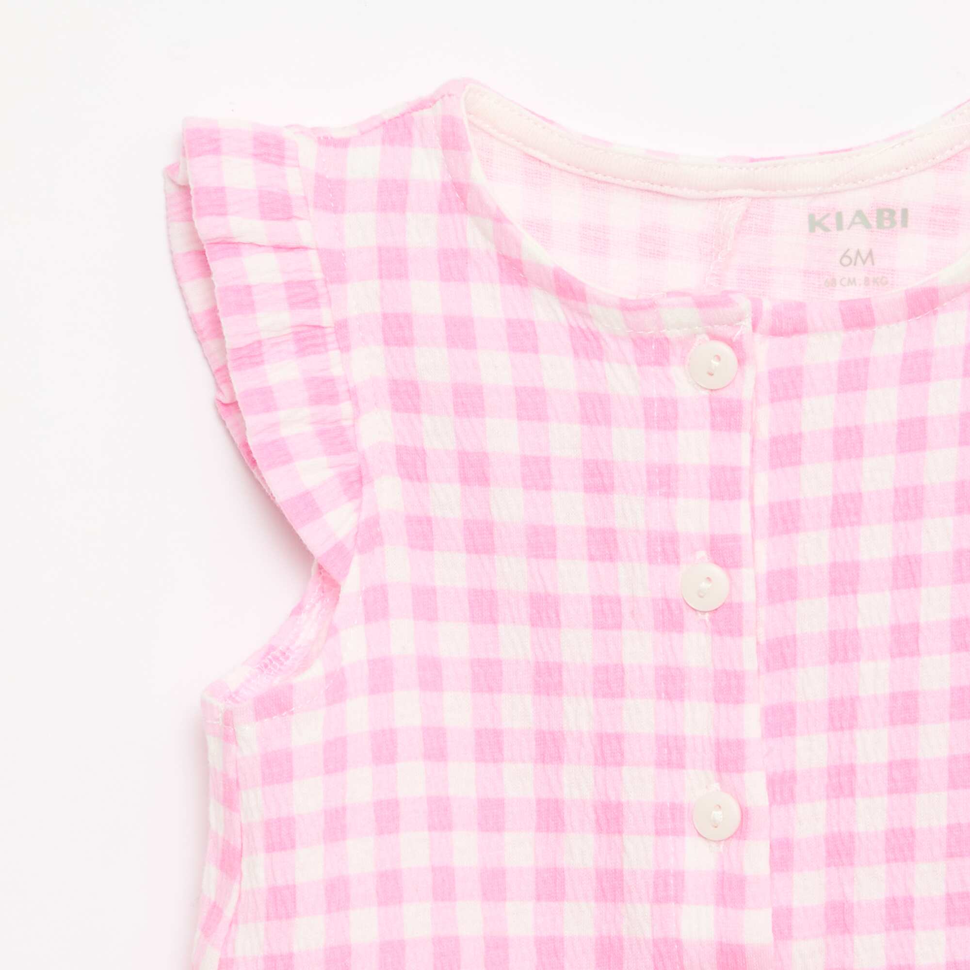 Cotton Jersey Romper Shorts with Ruffled Sleeves PINK - Image 2