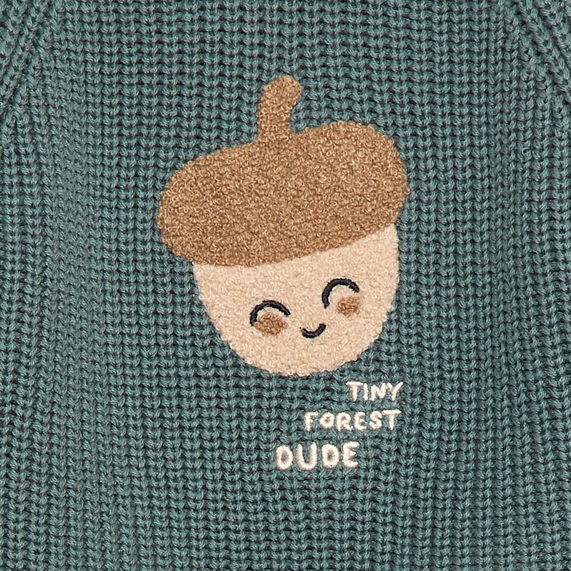 Cotton knit sweater with pearl stitch GREEN - Image 2