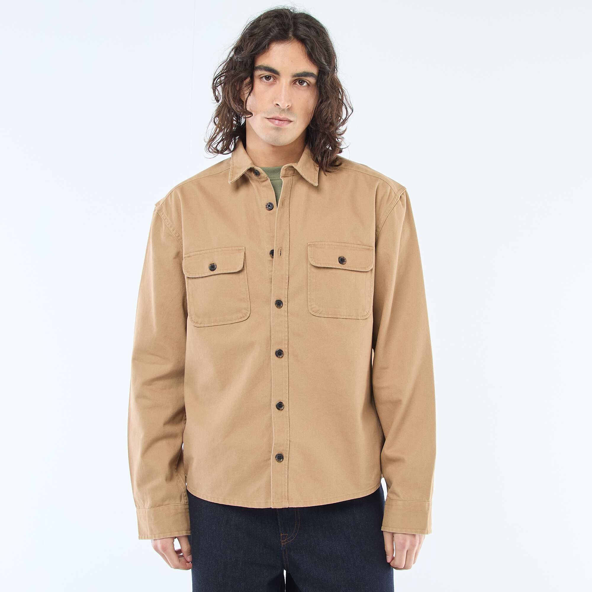 Cotton Overshirt BEIGE - Image 3