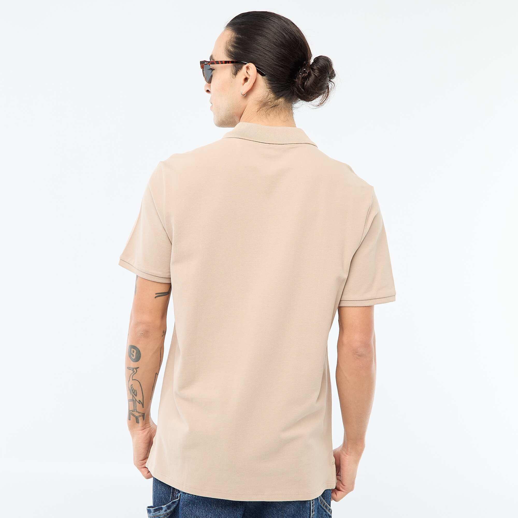 Cotton piqué polo shirt BEIGE - Image 4