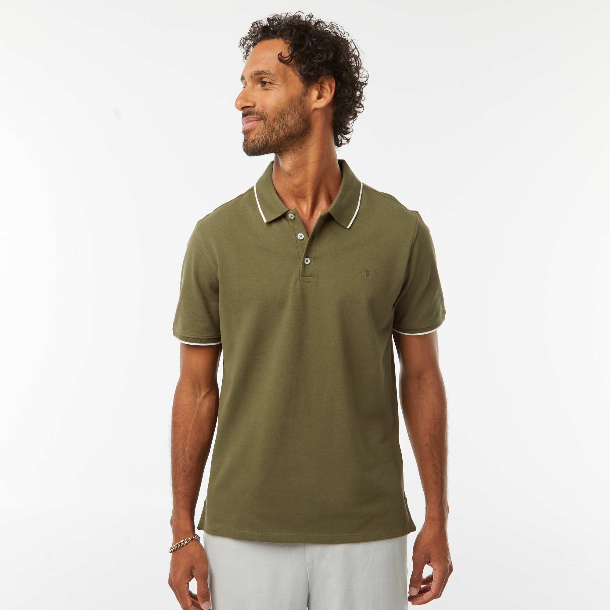 Cotton Piqué Polo Shirt KHAKI - Image 4