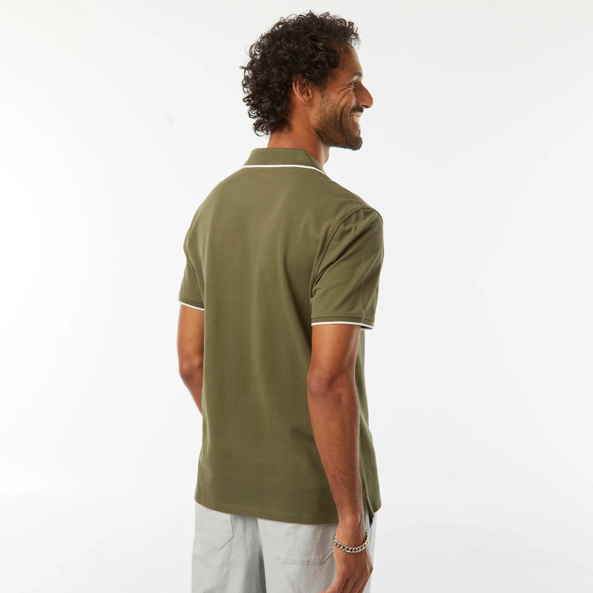 Cotton Piqué Polo Shirt KHAKI - Image 5
