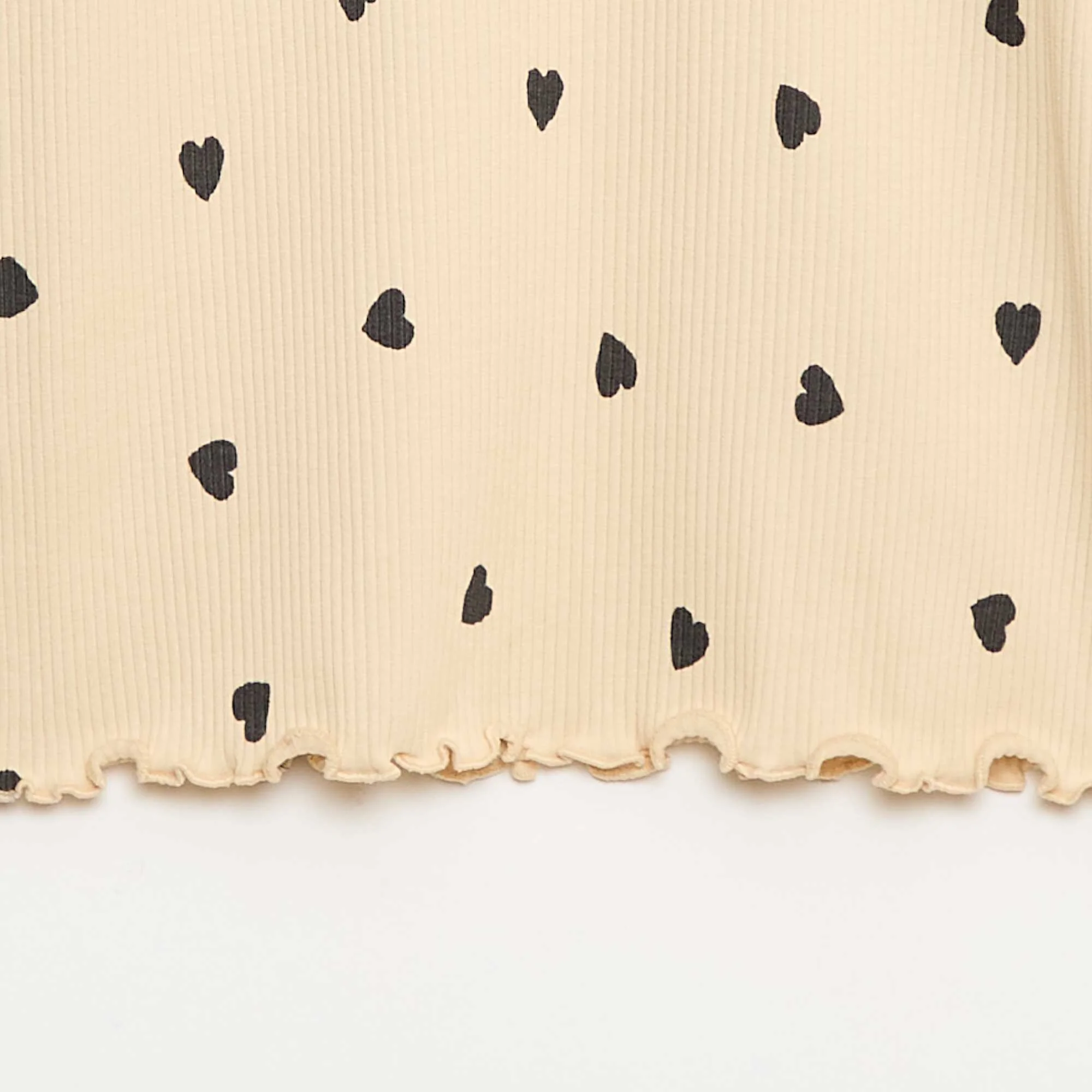 Cotton Ribbed Turtleneck Top BEIGE - Image 2