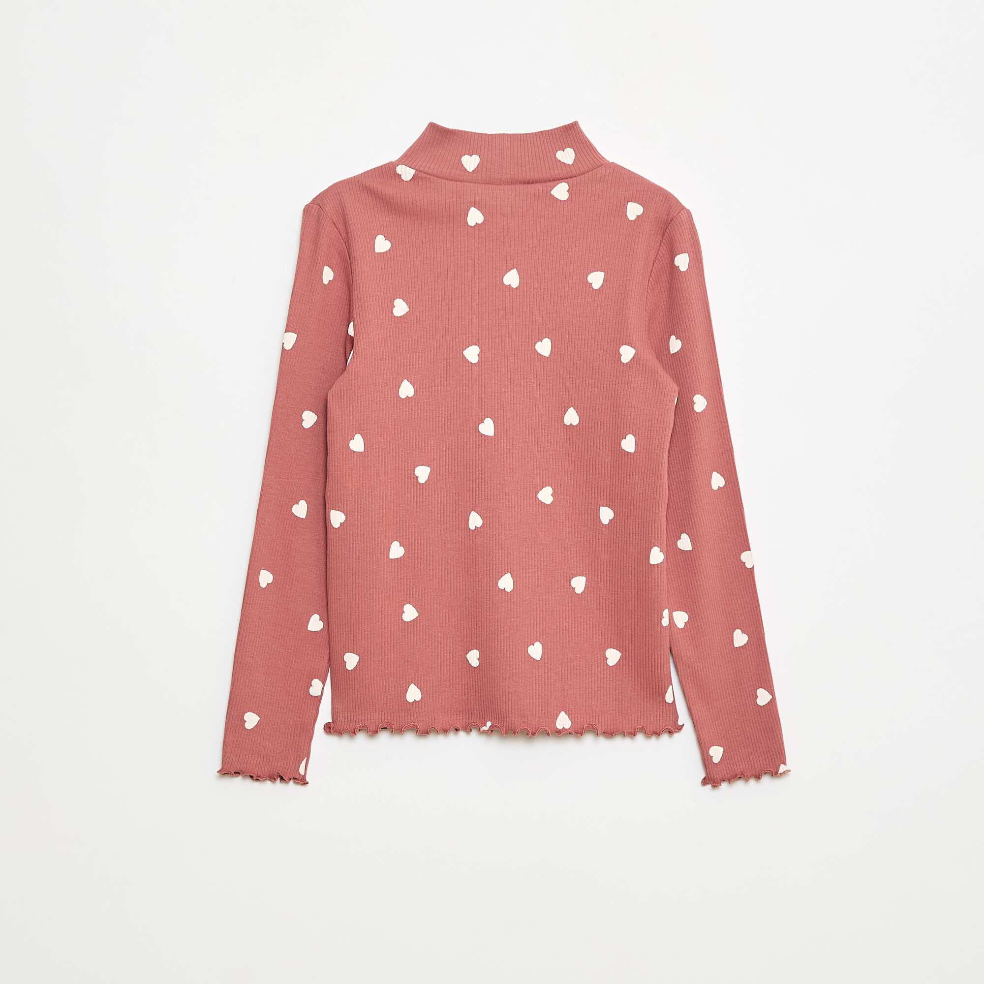 Cotton Ribbed Turtleneck Top PINK - Image 3