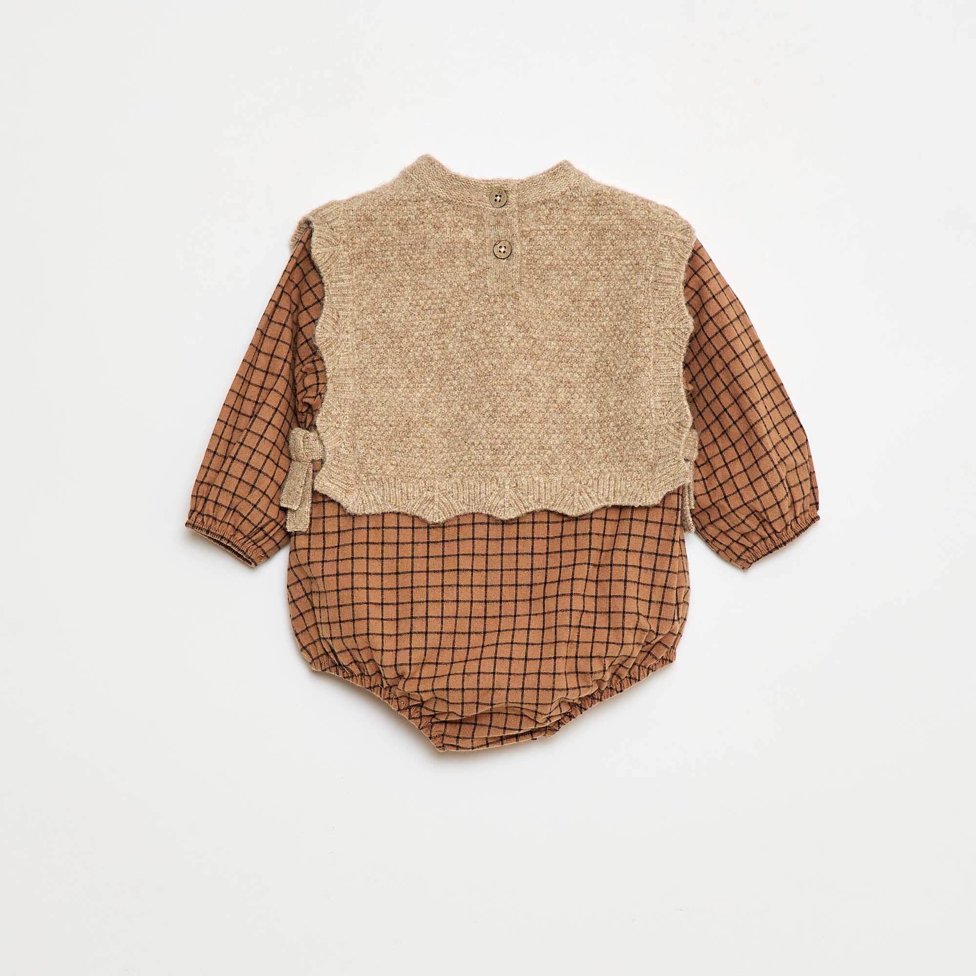 Cotton Romper with Wool Sweater BEIGE - Image 2
