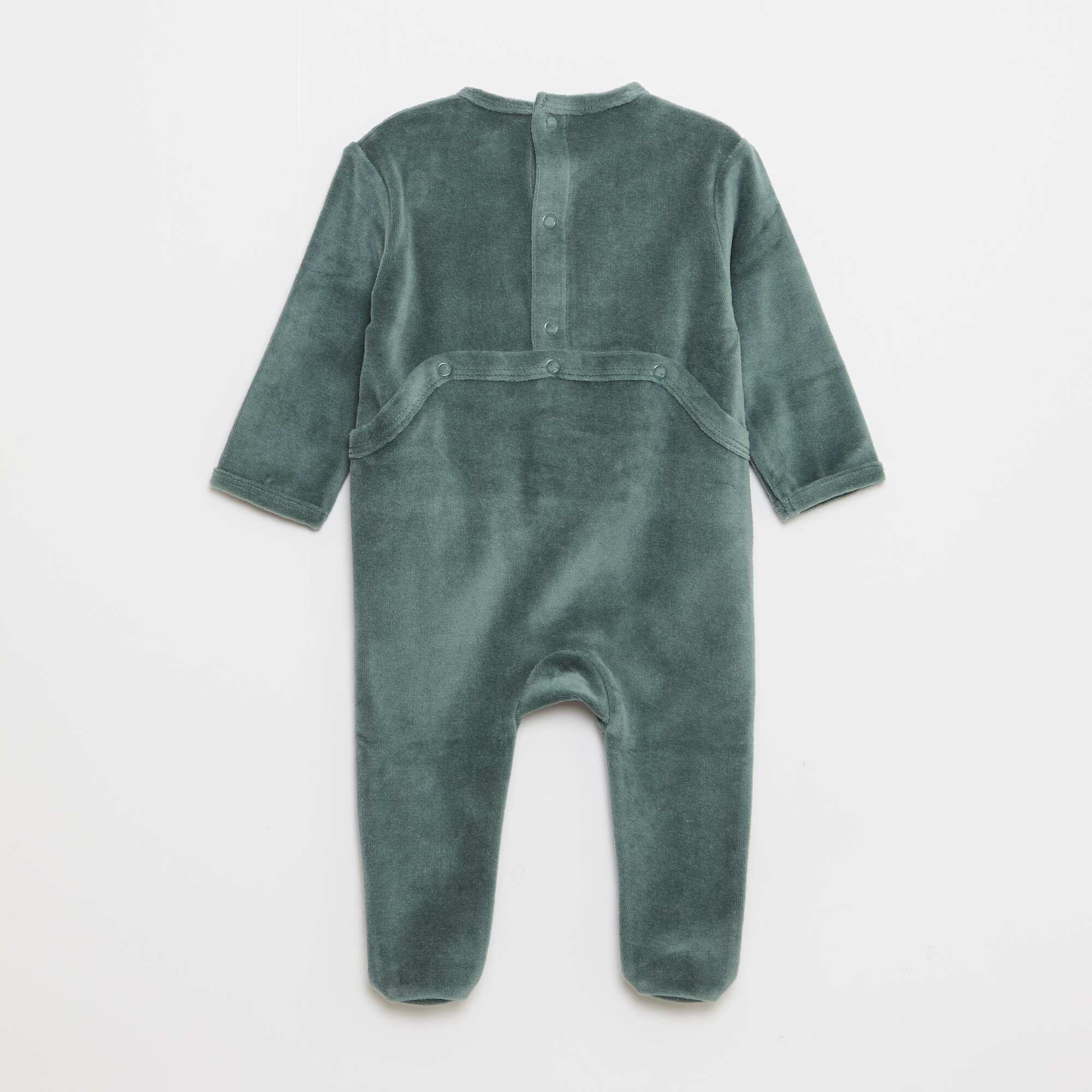 Cotton Velvet 'Jurassic World' Sleepsuit GREEN - Image 3