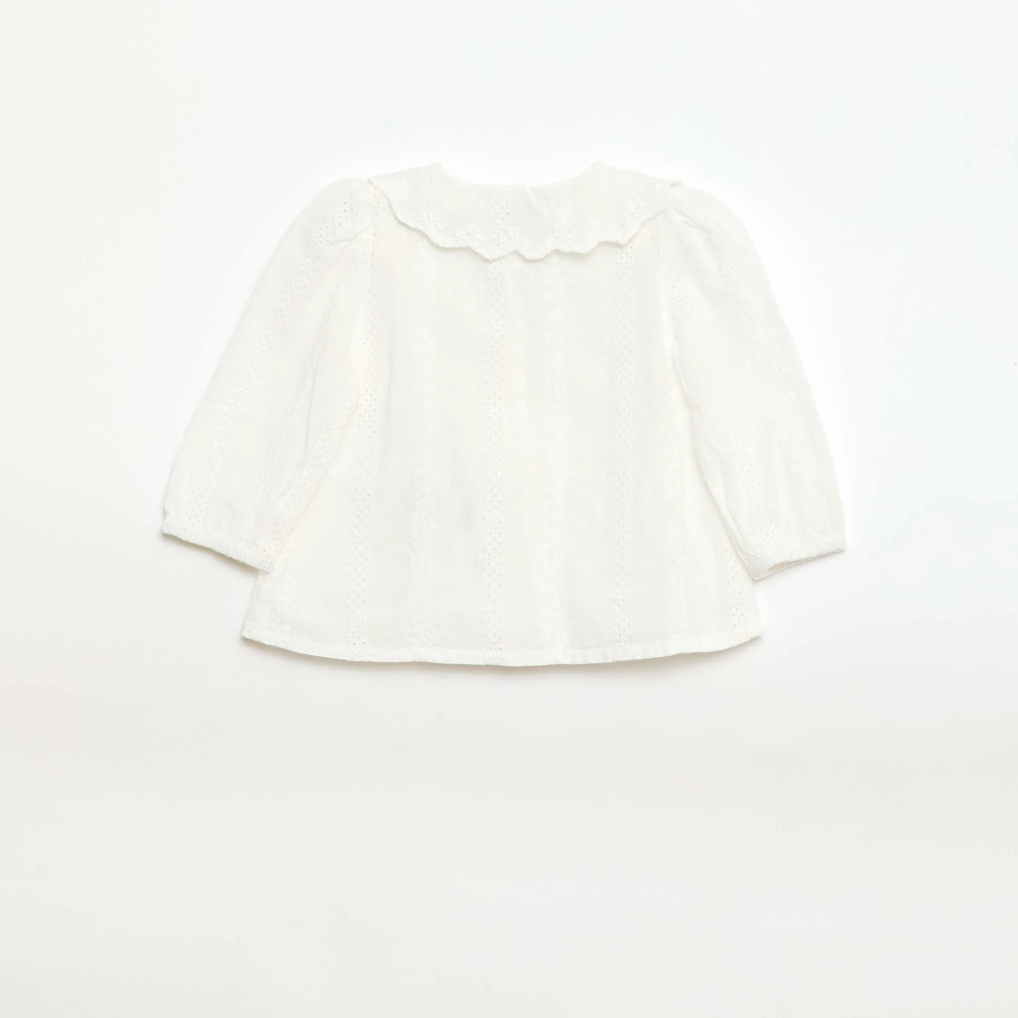 Cotton Voile Blouse with Embroidery WHITE - Image 2