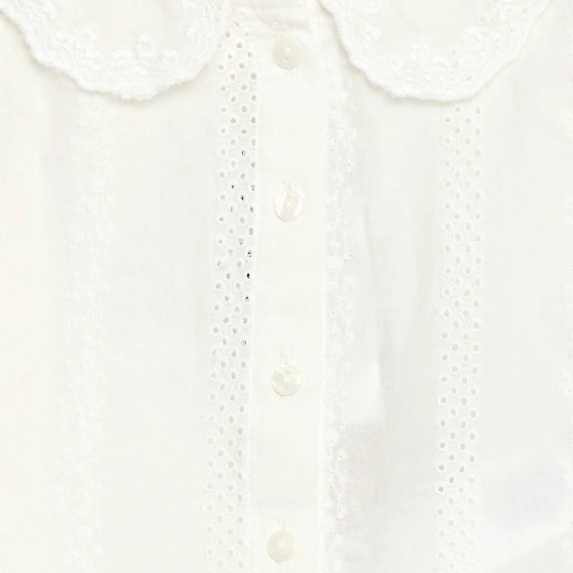 Cotton Voile Blouse with Embroidery WHITE - Image 3