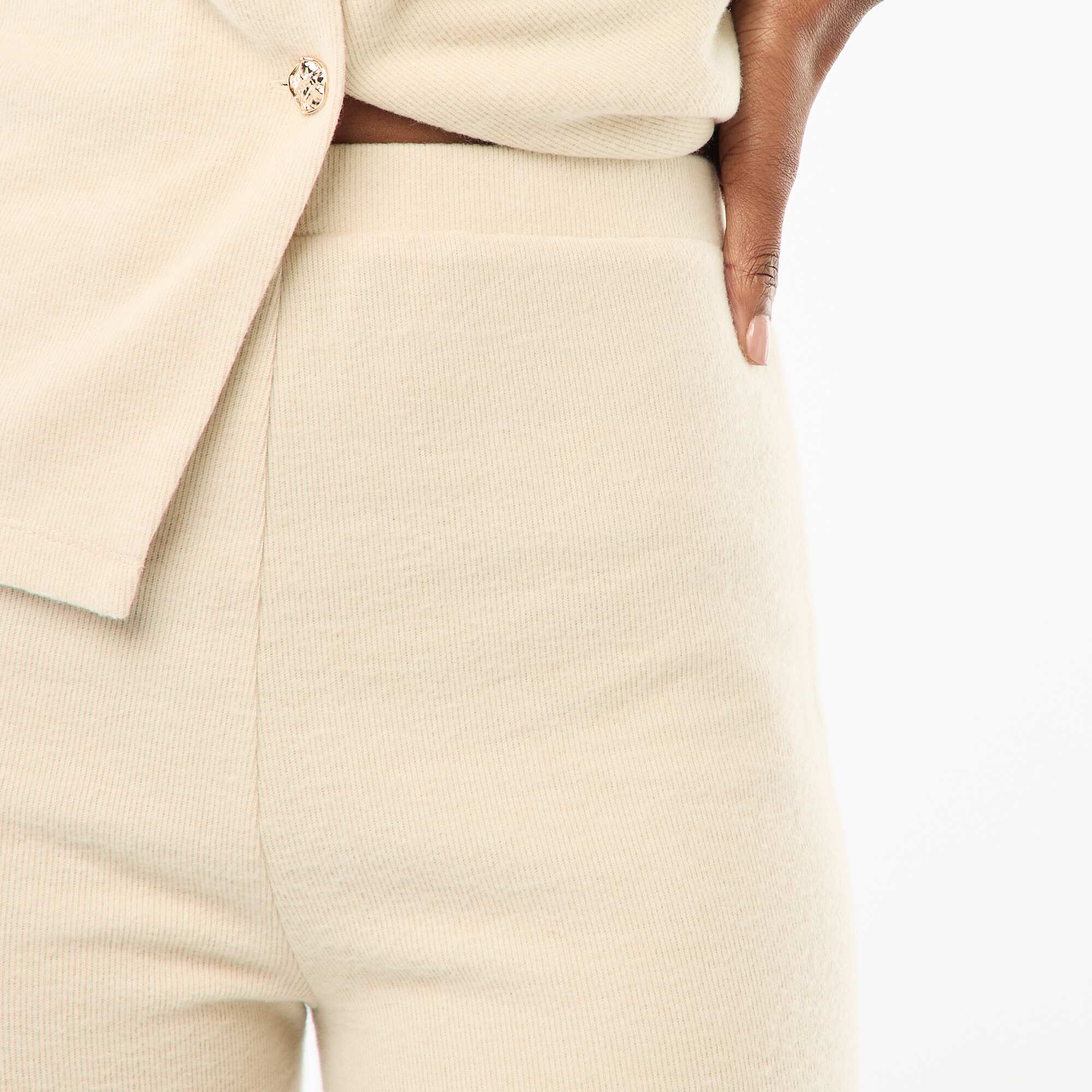 Cozy Knit Flare Pants BEIGE - Image 4