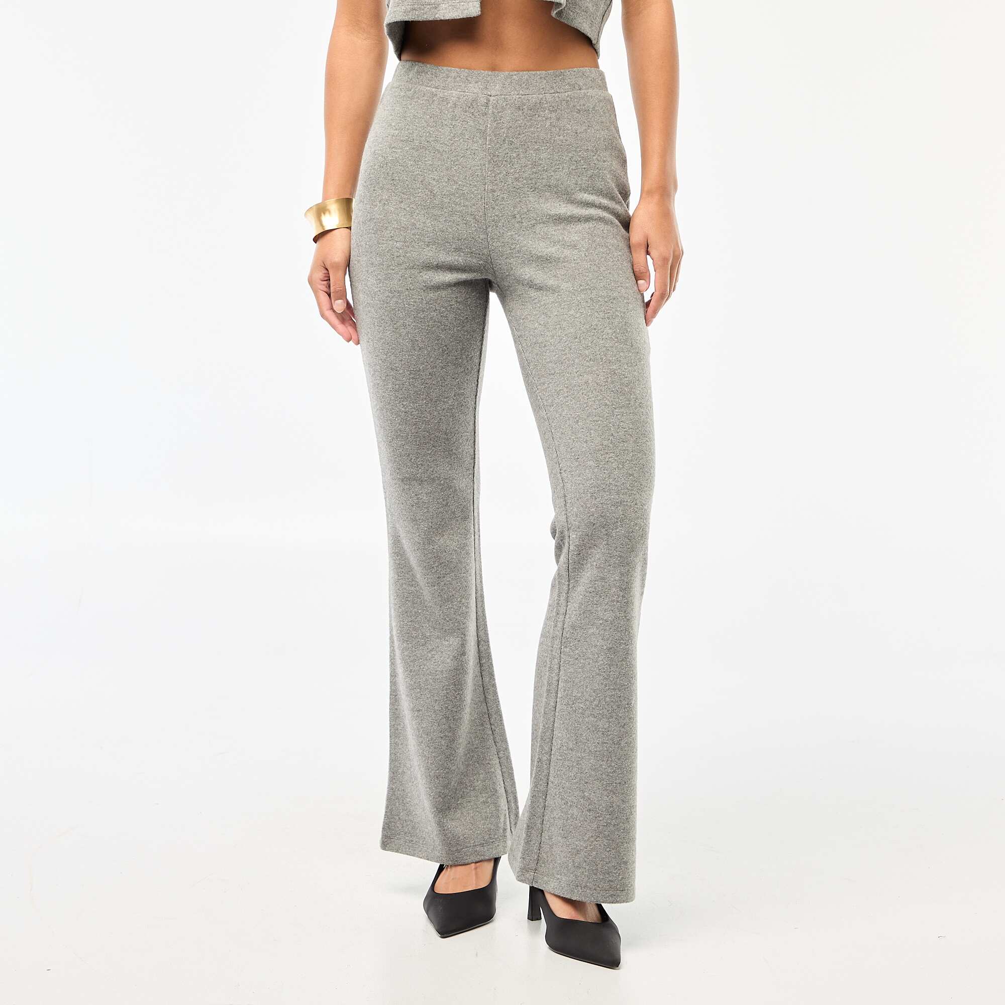 Cozy Knit Flare Pants GREY - Image 2
