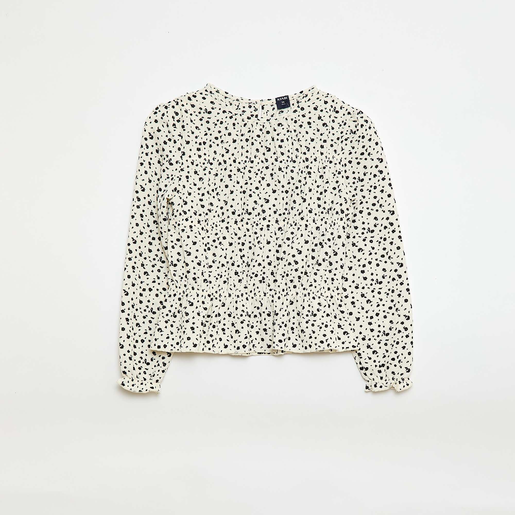 Crepe Knit Patterned Blouse WHITE