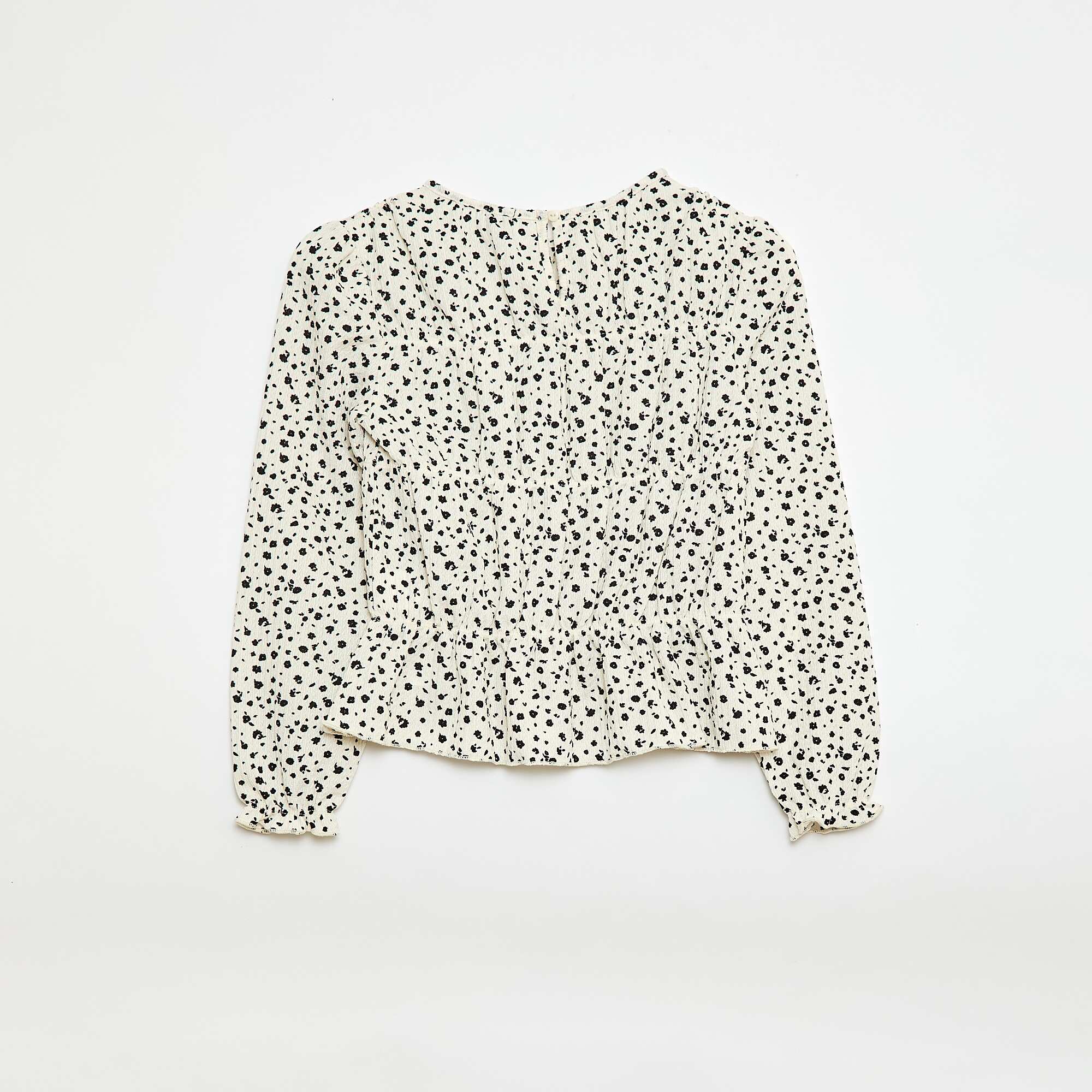 Crepe Knit Patterned Blouse WHITE - Image 2