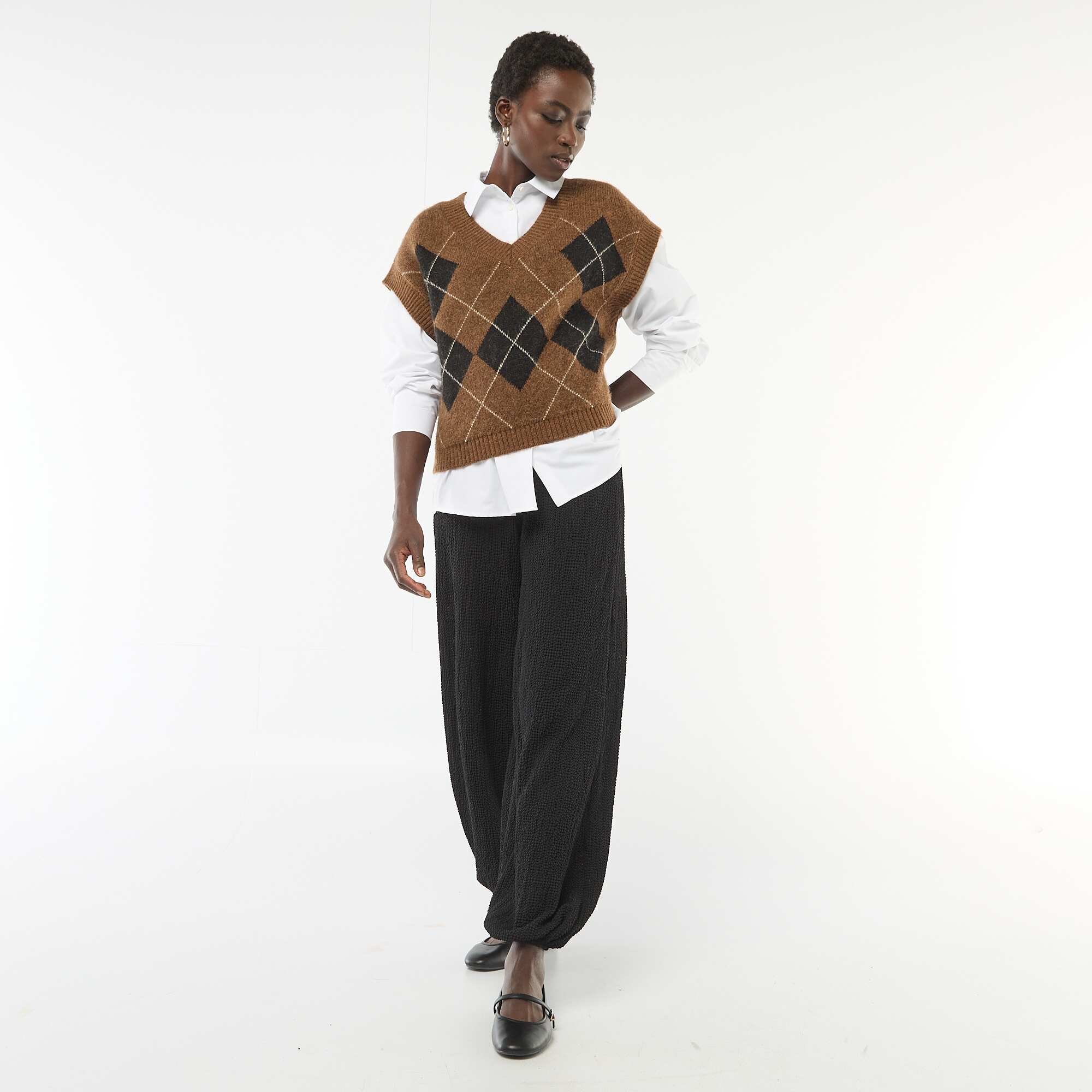 Crinkle Knit Pants BLACK