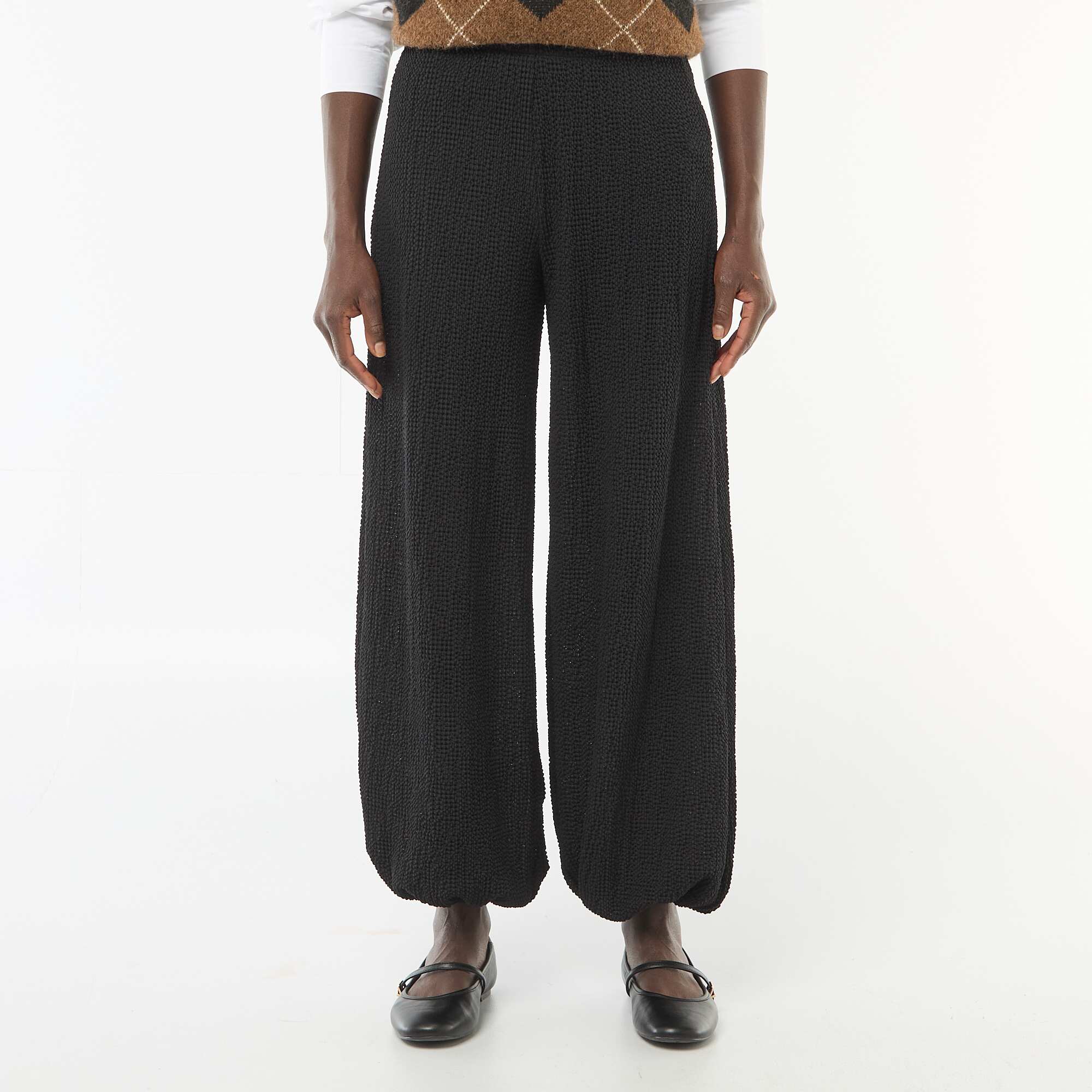 Crinkle Knit Pants BLACK - Image 2