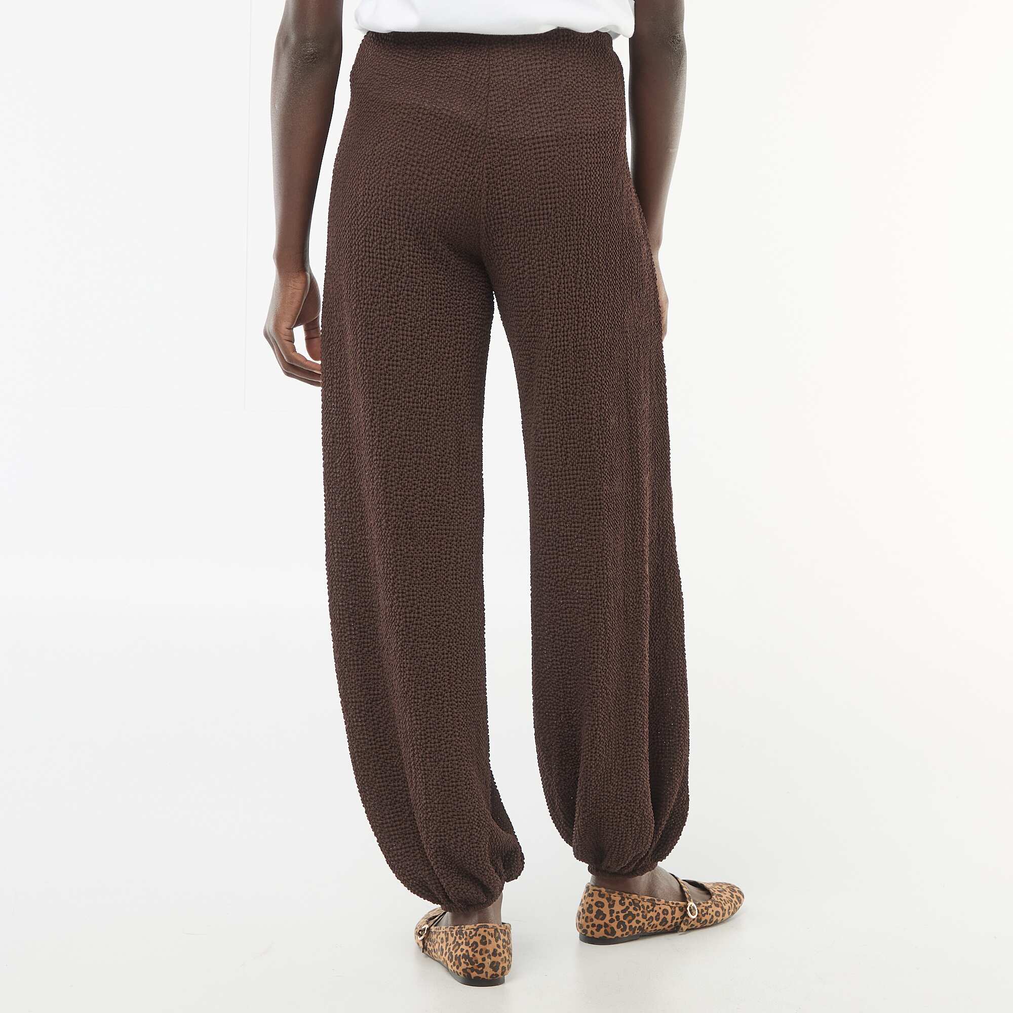 Crinkle Knit Pants BROWN - Image 3