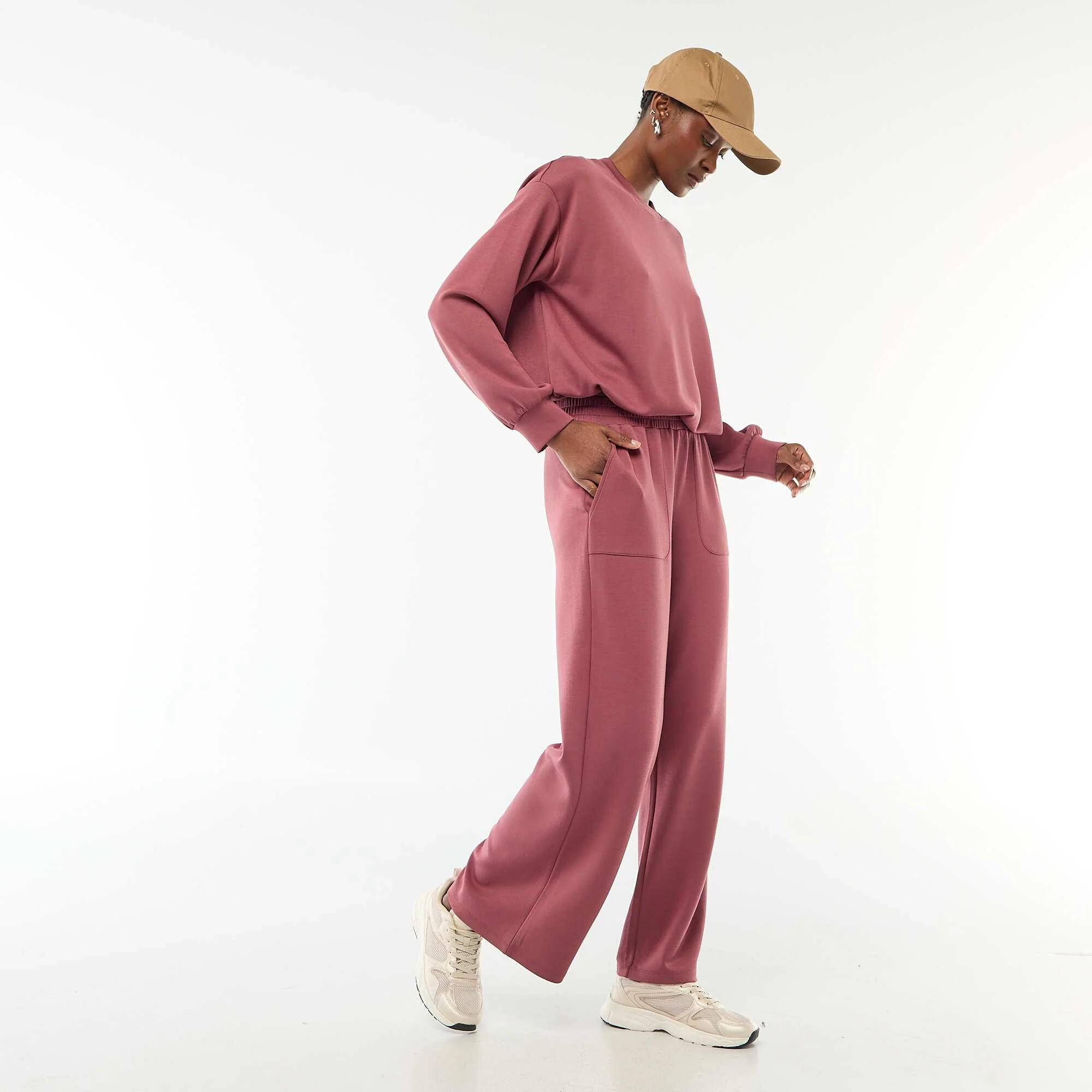 Cropped bubble hem sweatshirt PINK - Image 2