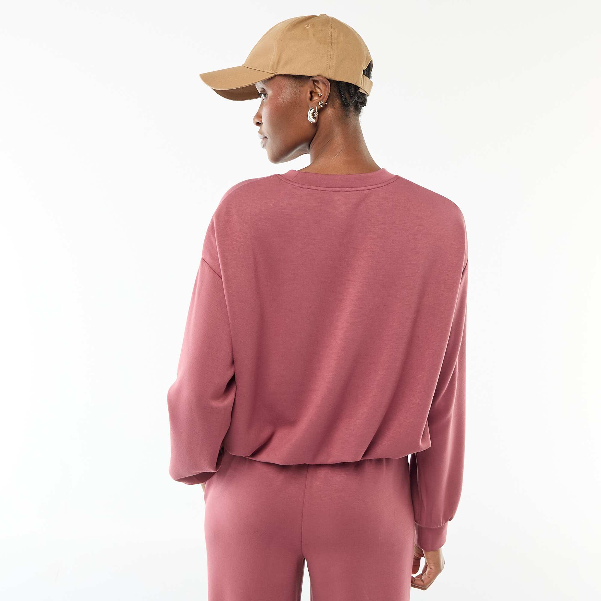 Cropped bubble hem sweatshirt PINK - Image 3