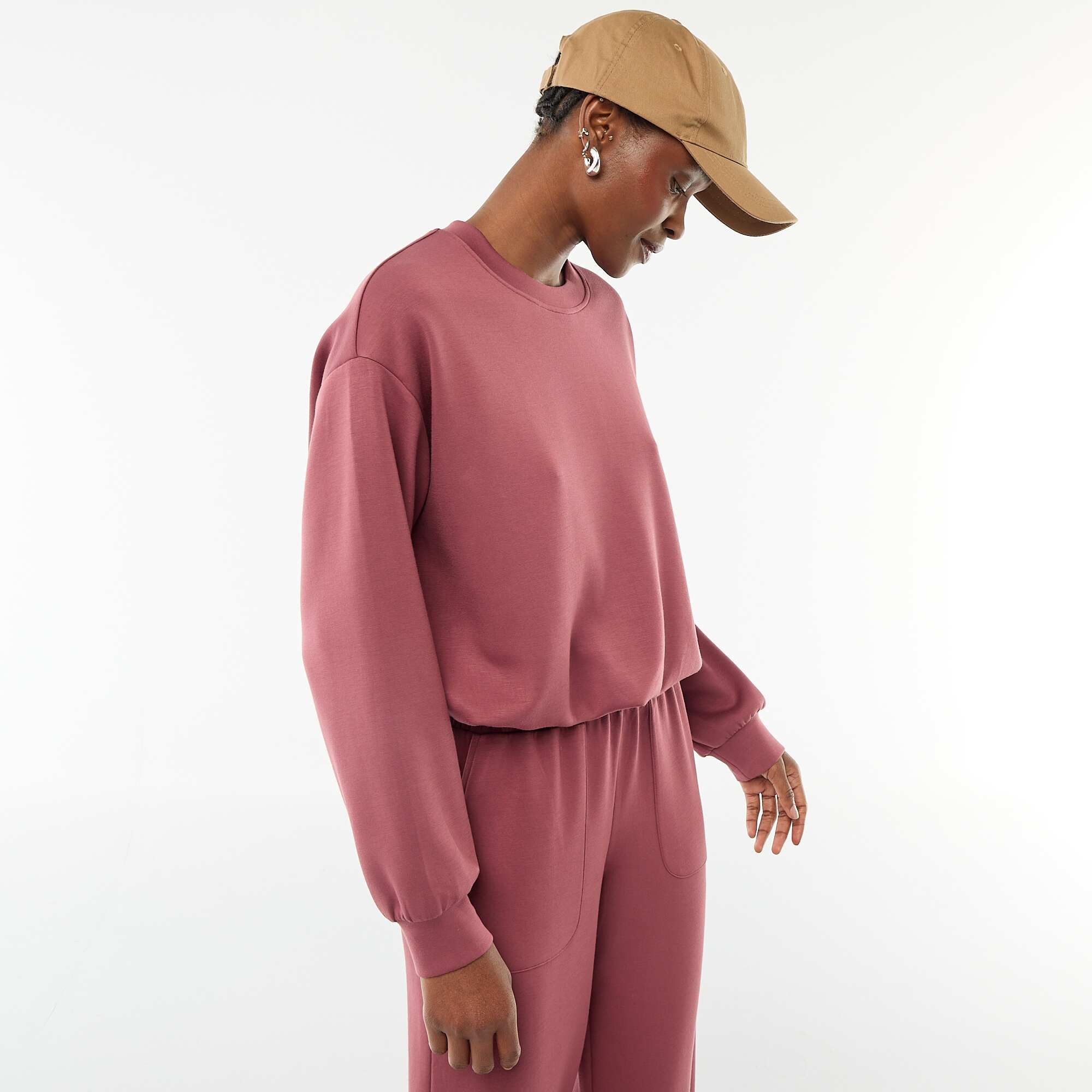Cropped bubble hem sweatshirt PINK - Image 4