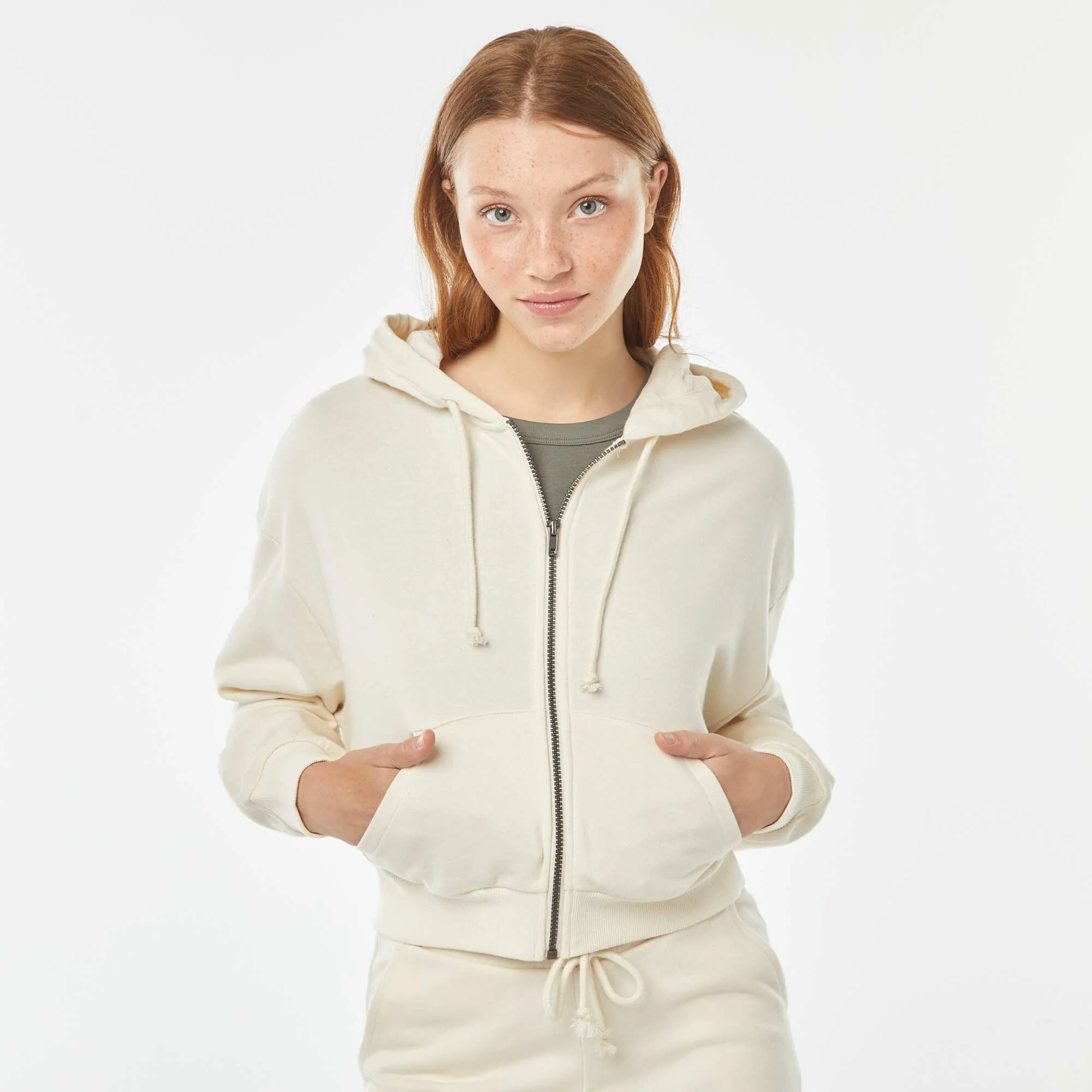 Cropped hoodie BEIGE - Image 3