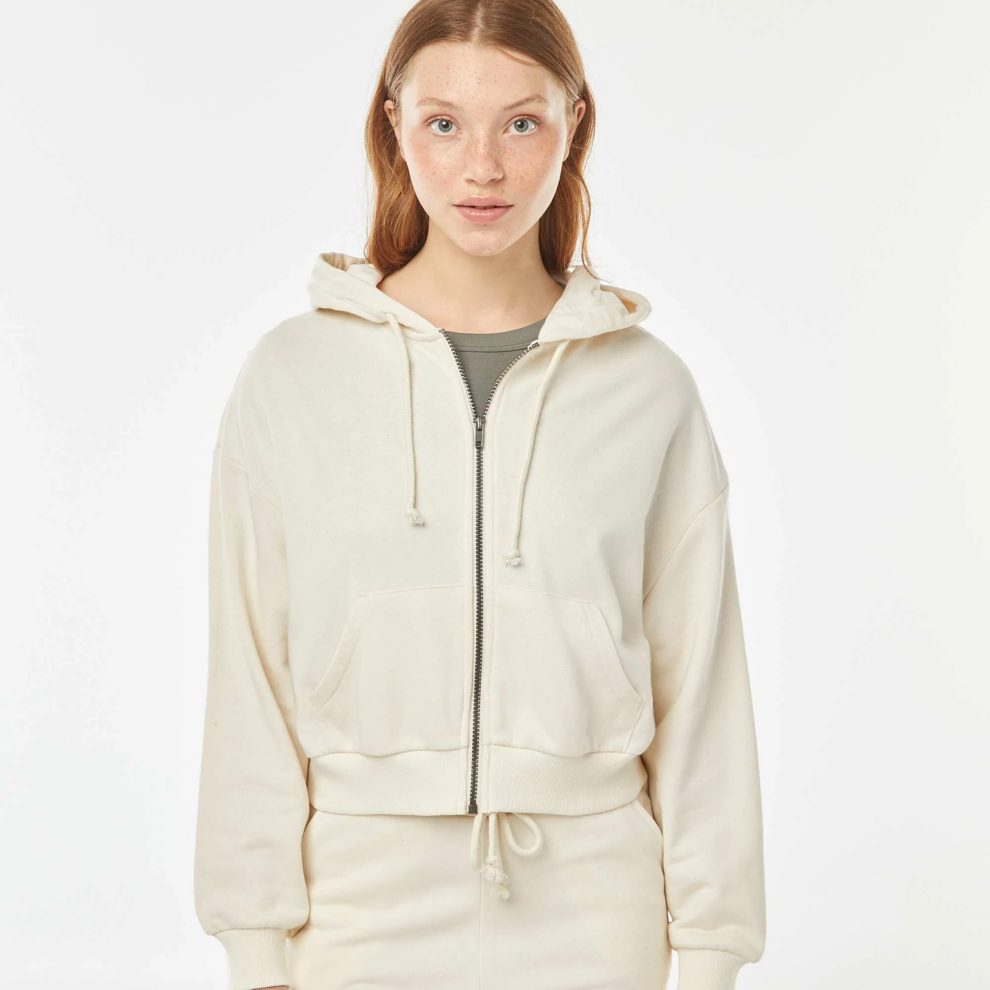 Cropped hoodie BEIGE - Image 5