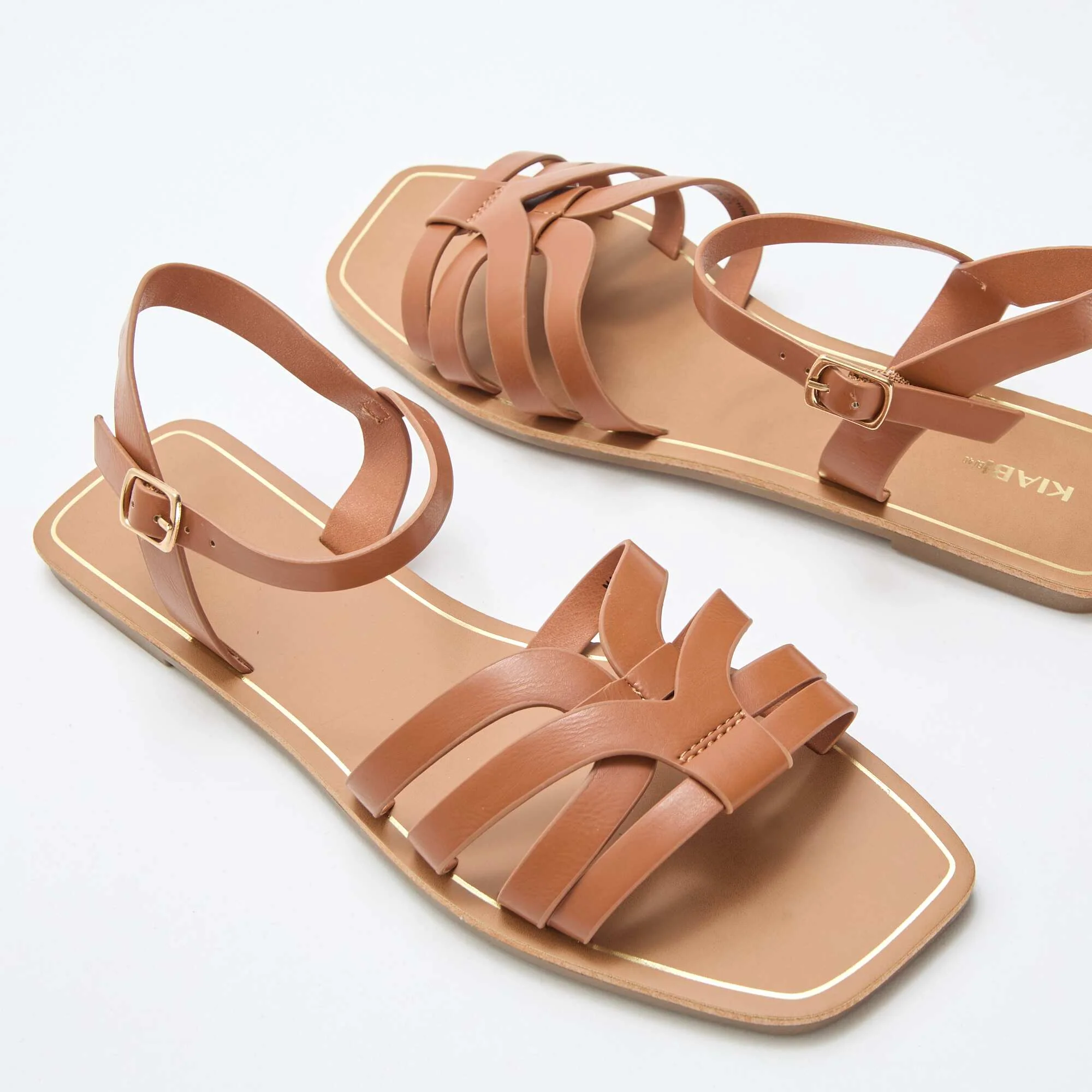 Cross-Strap Sandals BROWN - Image 5