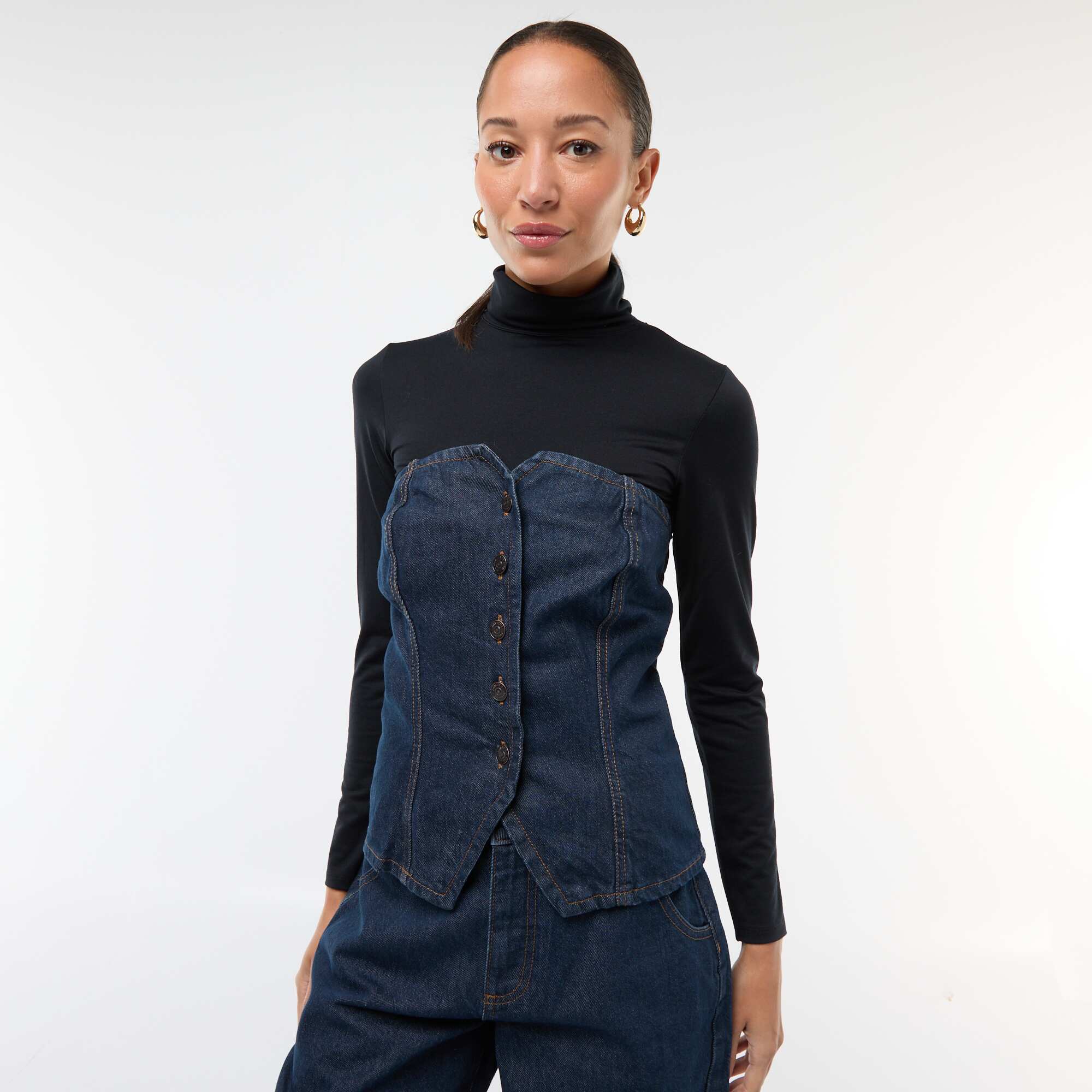 Denim Bustier Top BLUE
