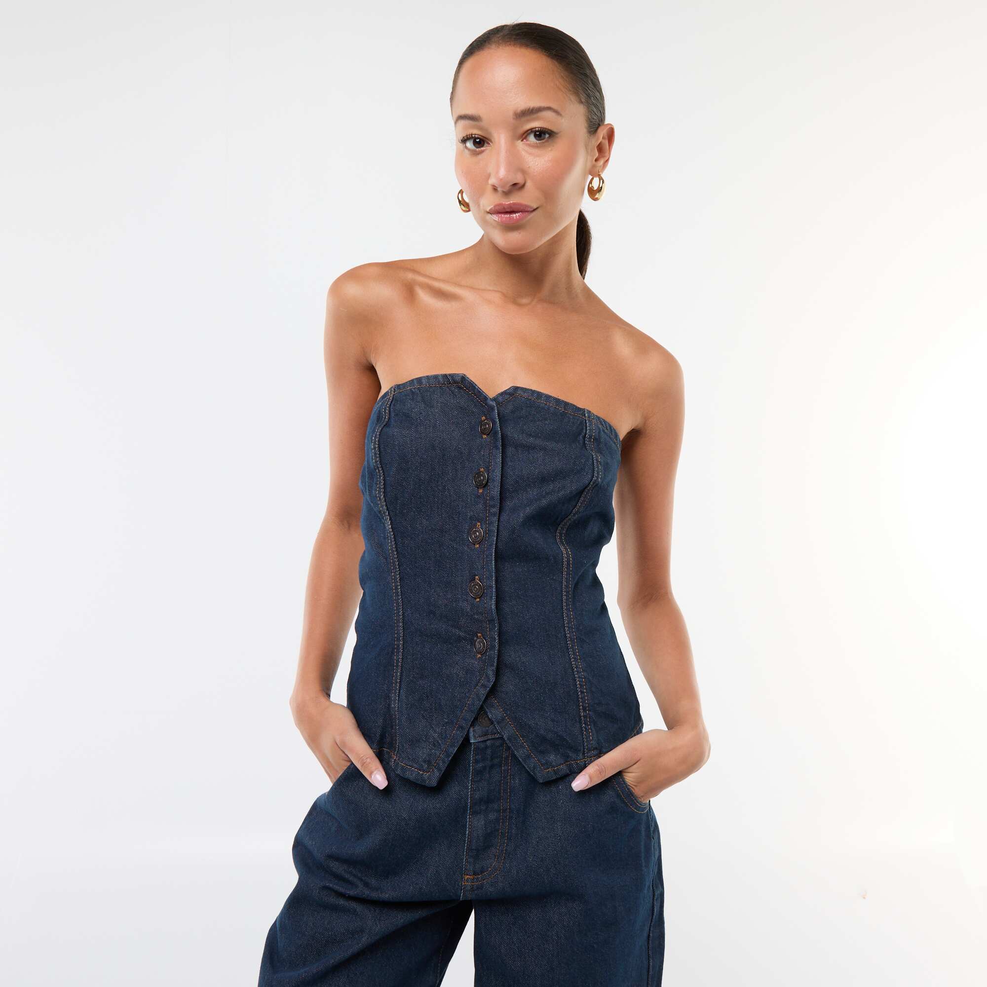 Denim Bustier Top BLUE - Image 3