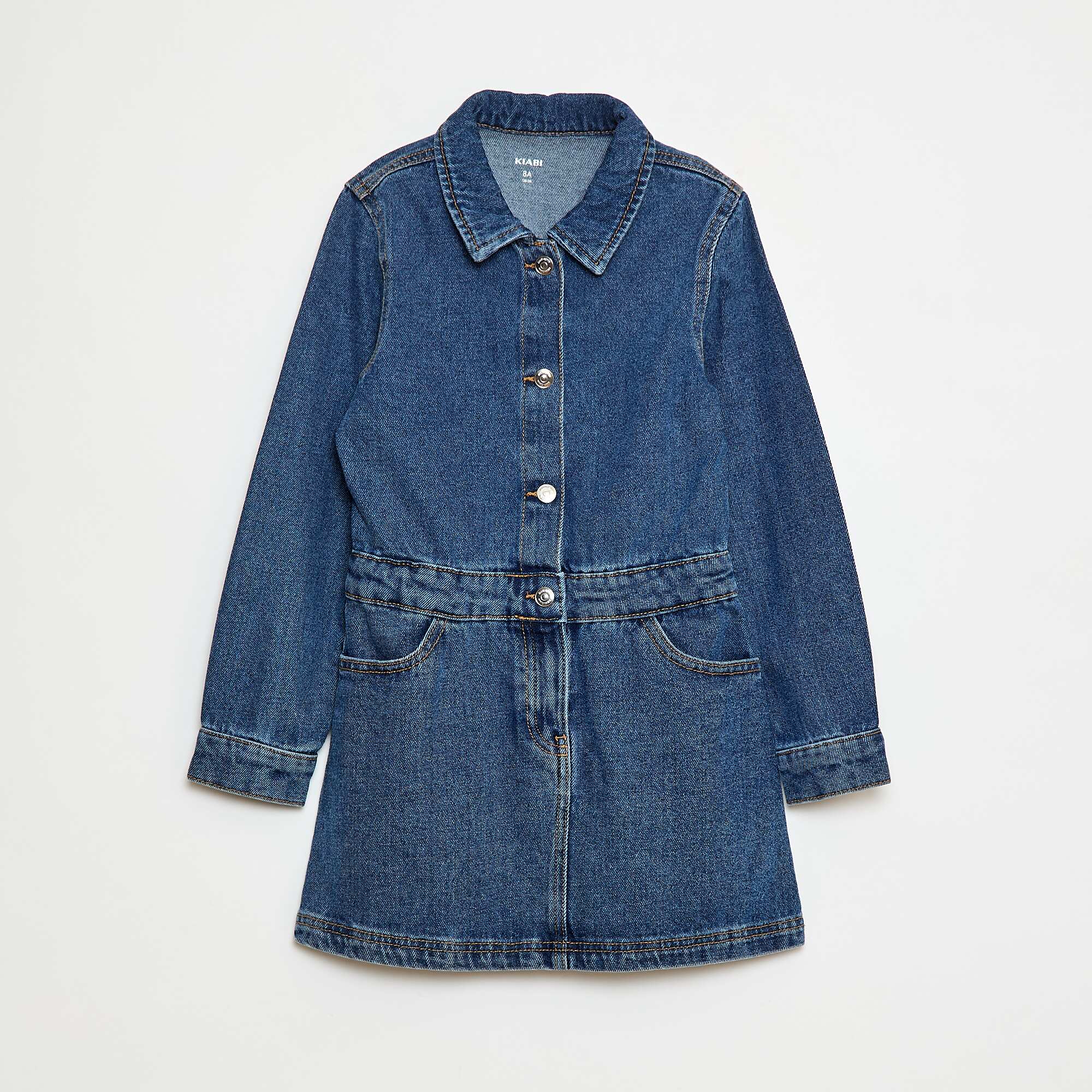 Denim Dress with Snap Fastening BLUE