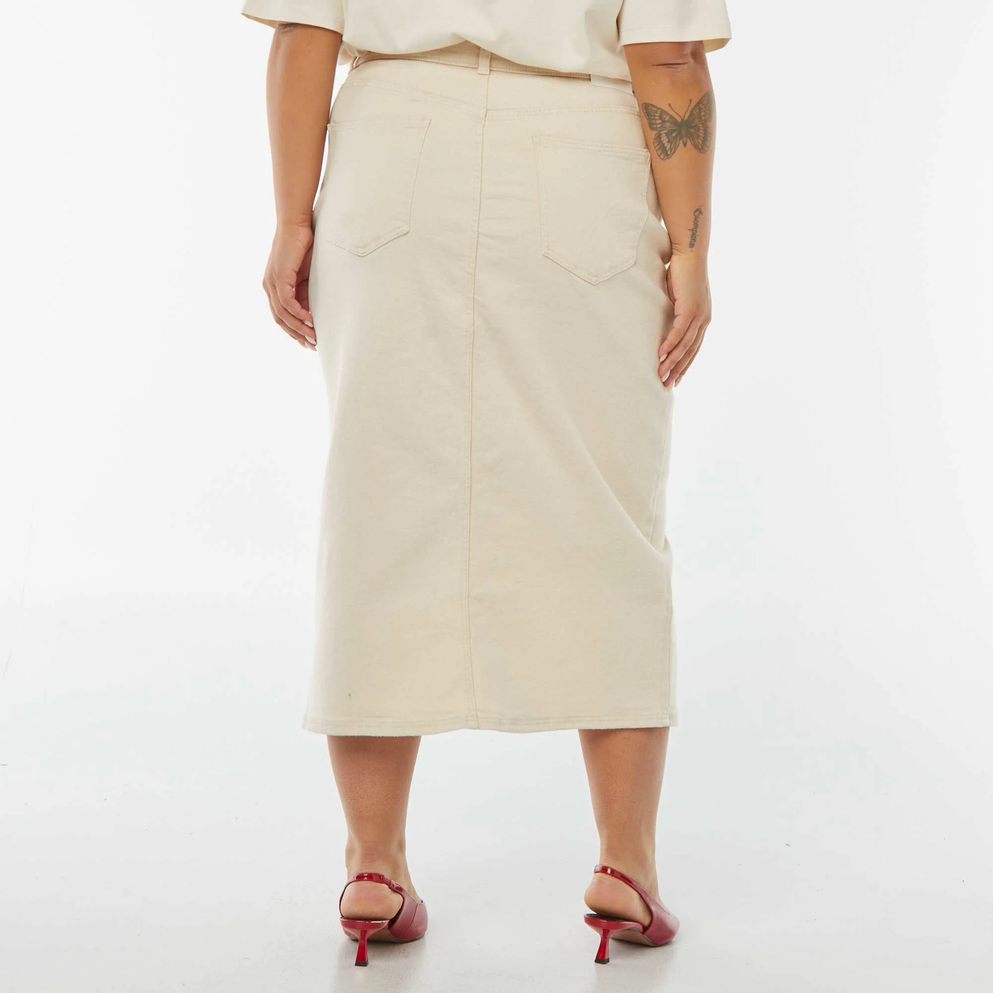 Denim midi skirt WHITE - Image 3