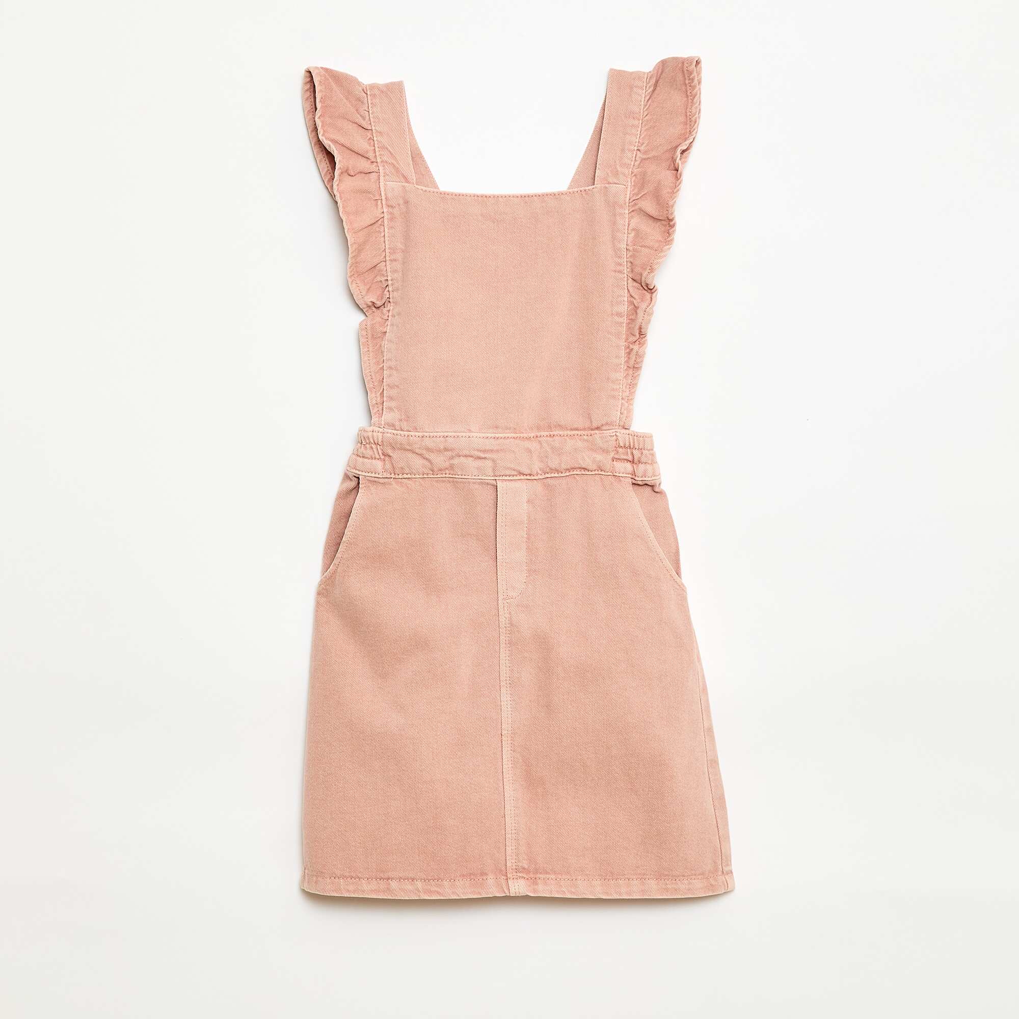 Denim Overalls with Ruffles PINK