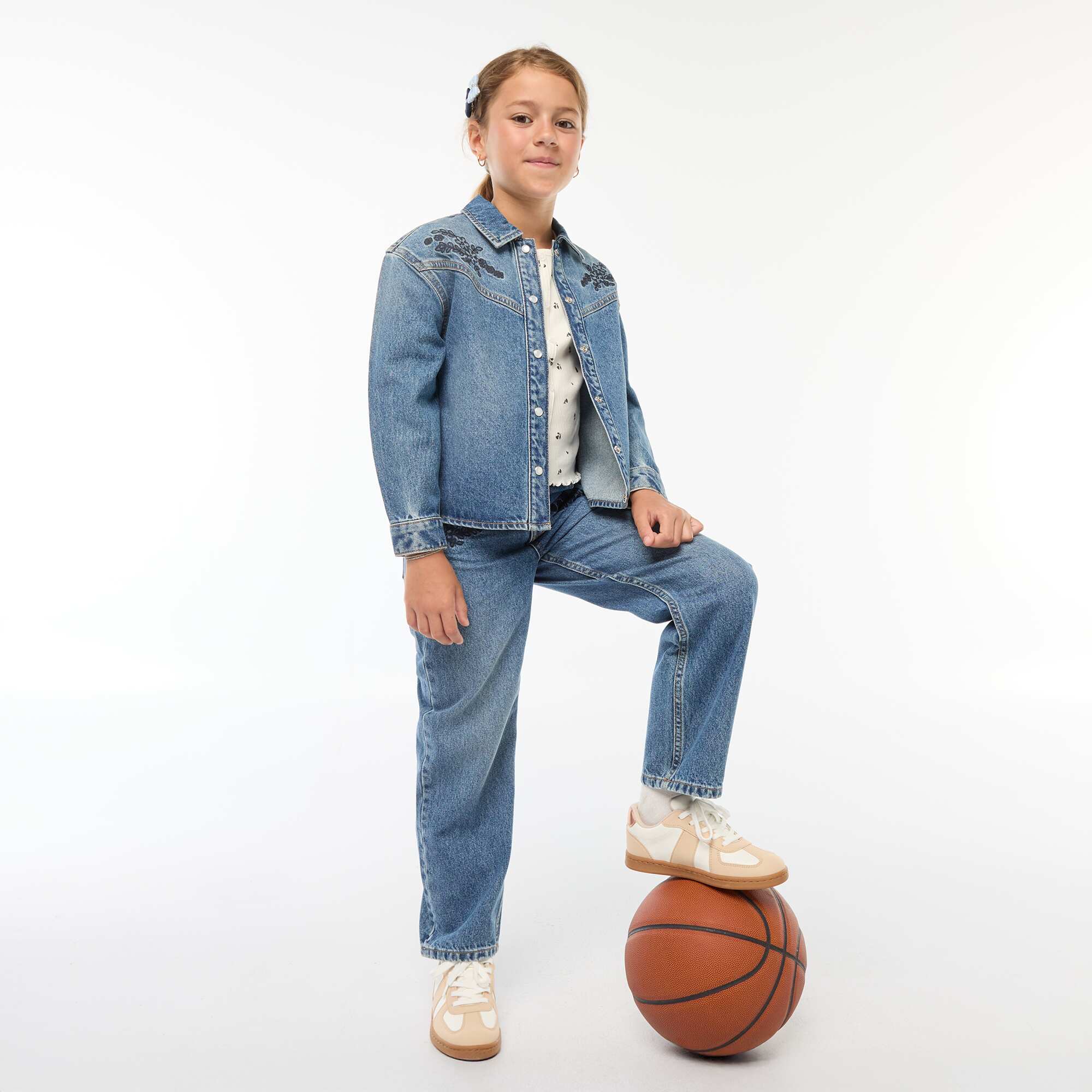 Denim shirt with embroidery BLUE - Image 5