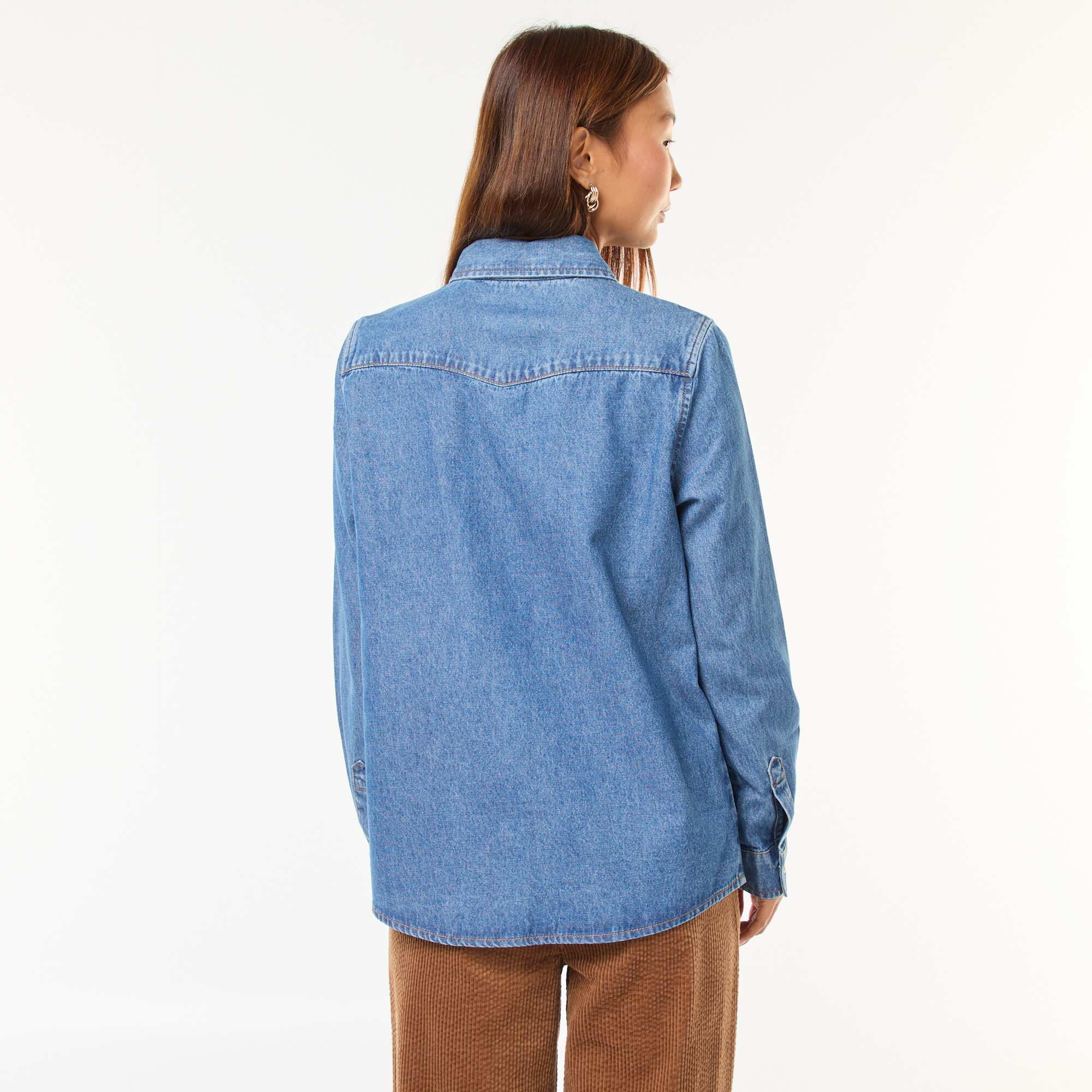 Denim Shirt with Flap Pockets BLUE - Image 4