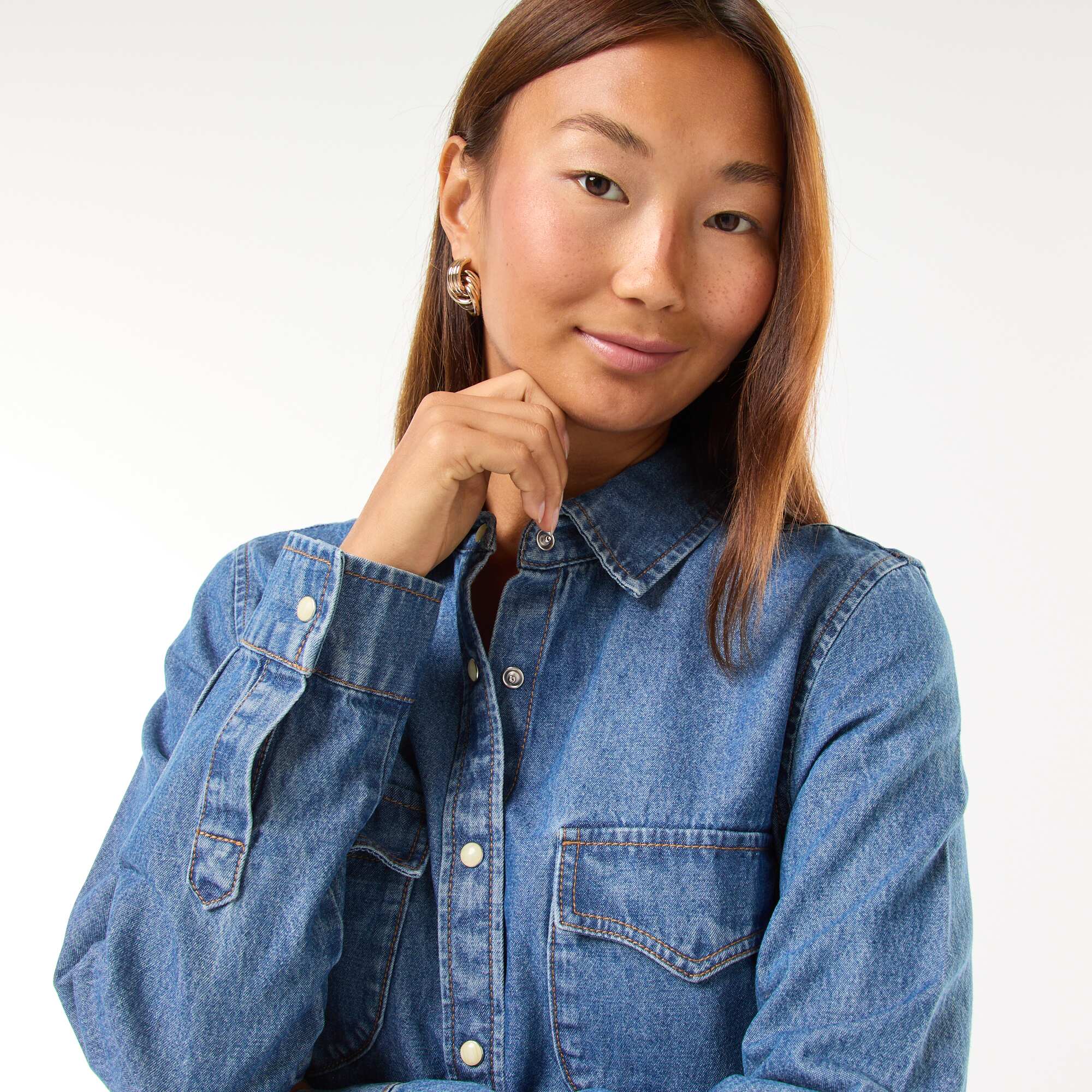 Denim Shirt with Flap Pockets BLUE - Image 5