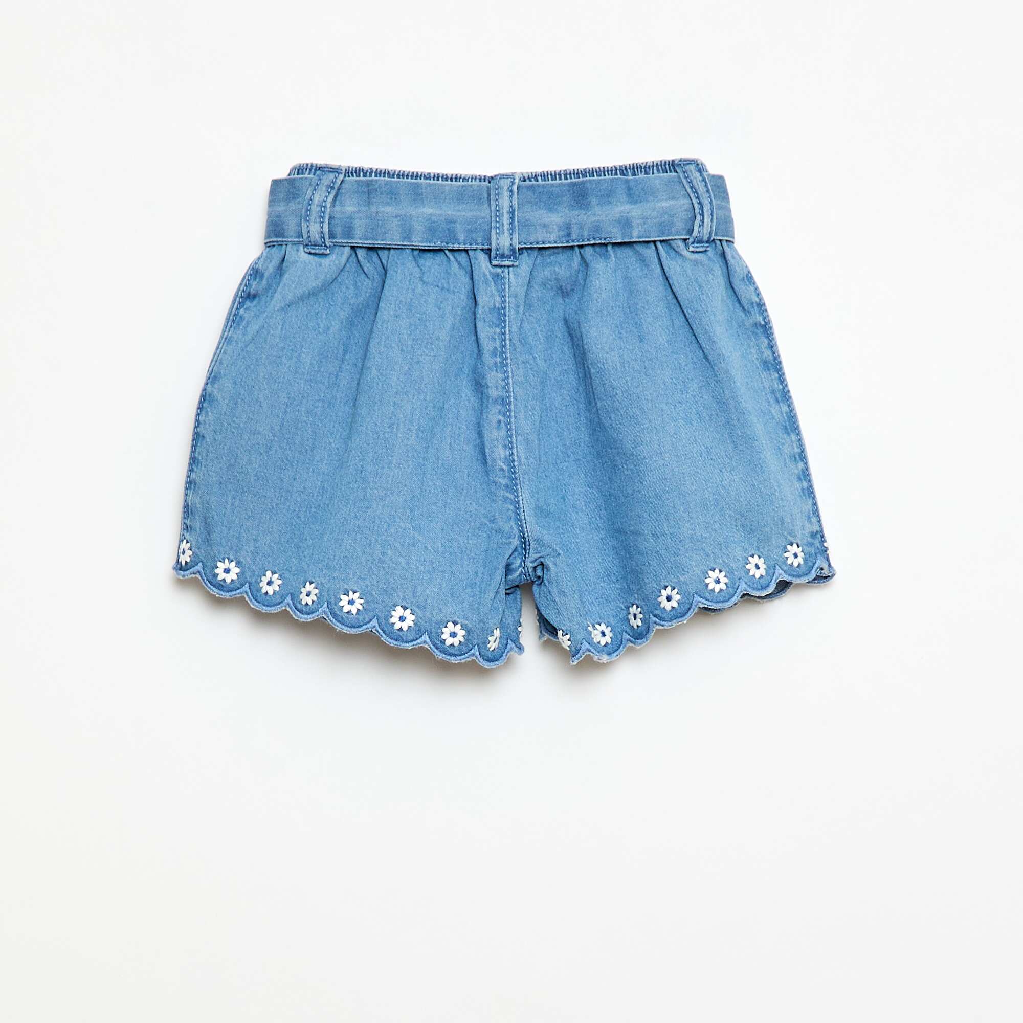 Denim Shorts with Tie Belt BLUE