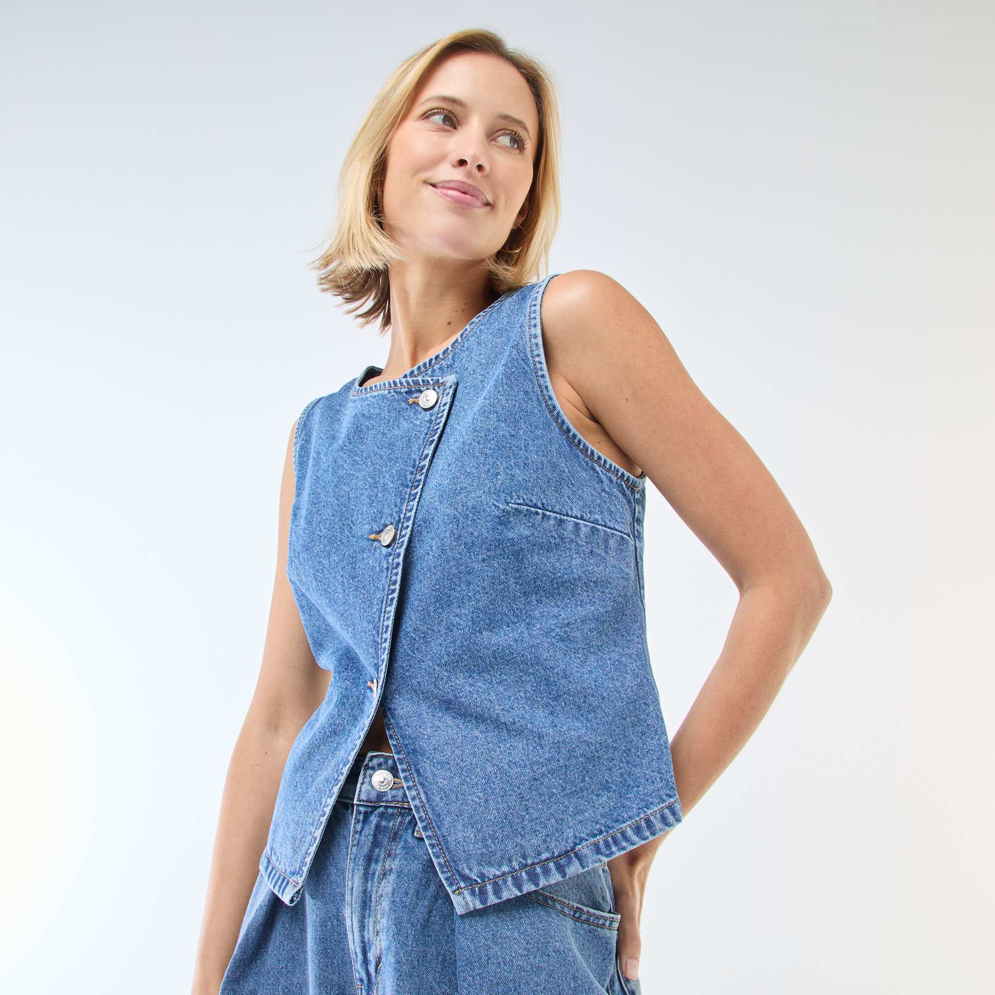 Denim Suit Vest BLUE - Image 4