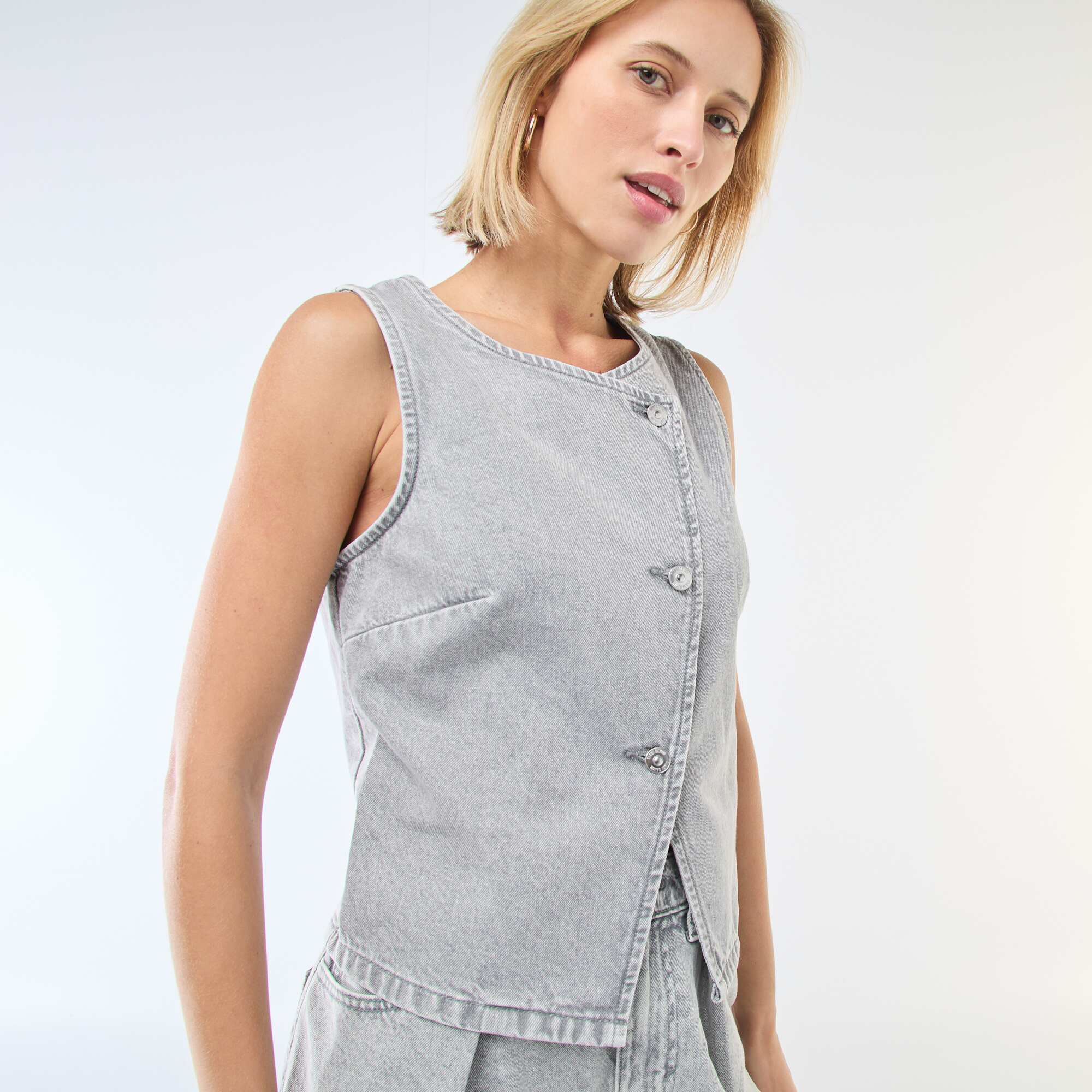 Denim Suit Vest GREY - Image 3