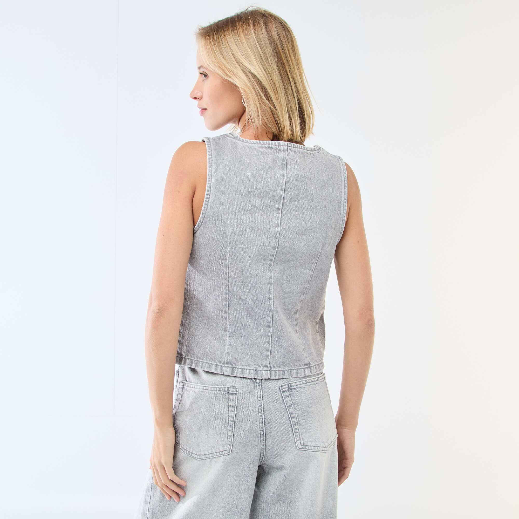 Denim Suit Vest GREY - Image 4
