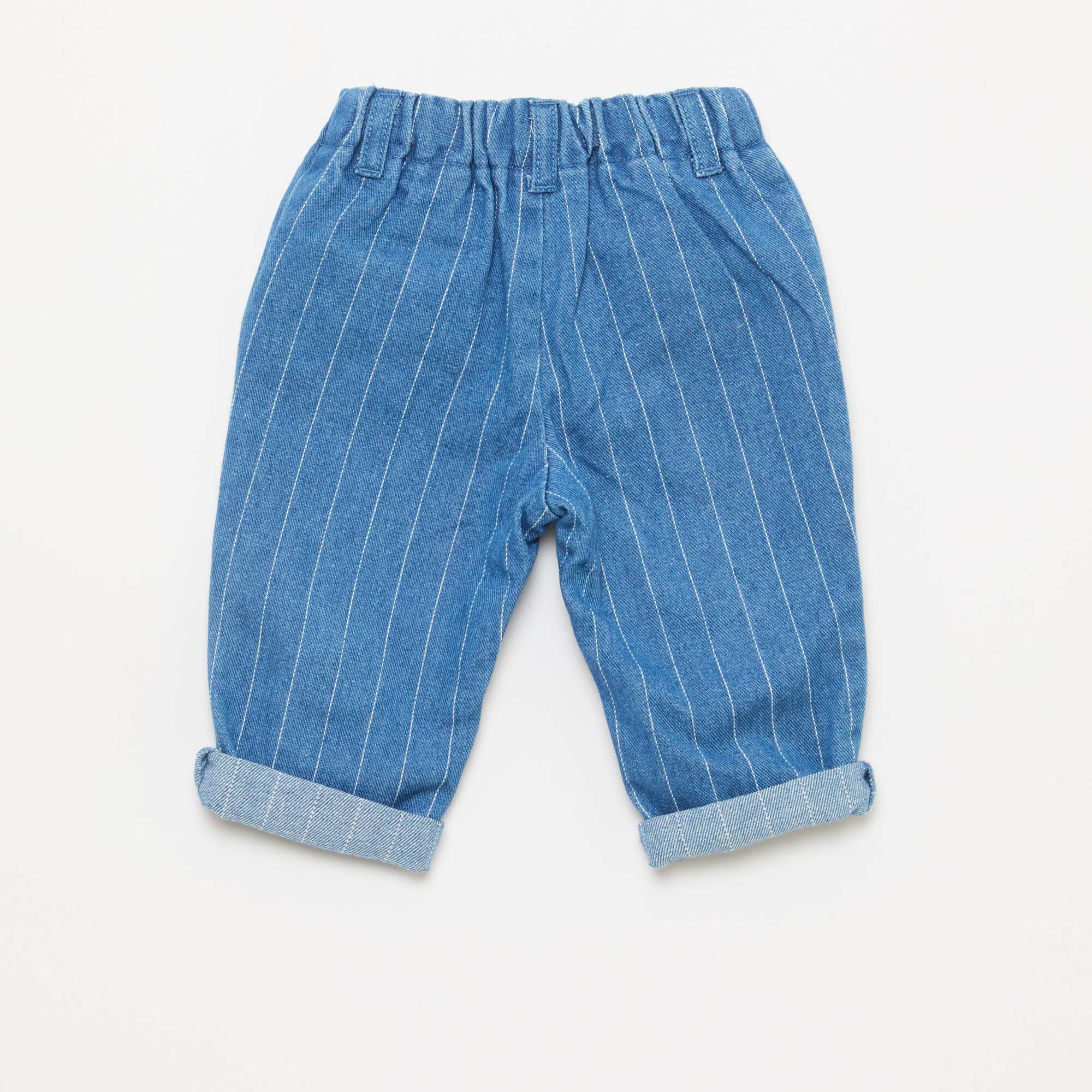 Denim Trousers with Decorative Patch Pockets BLUE - Image 2