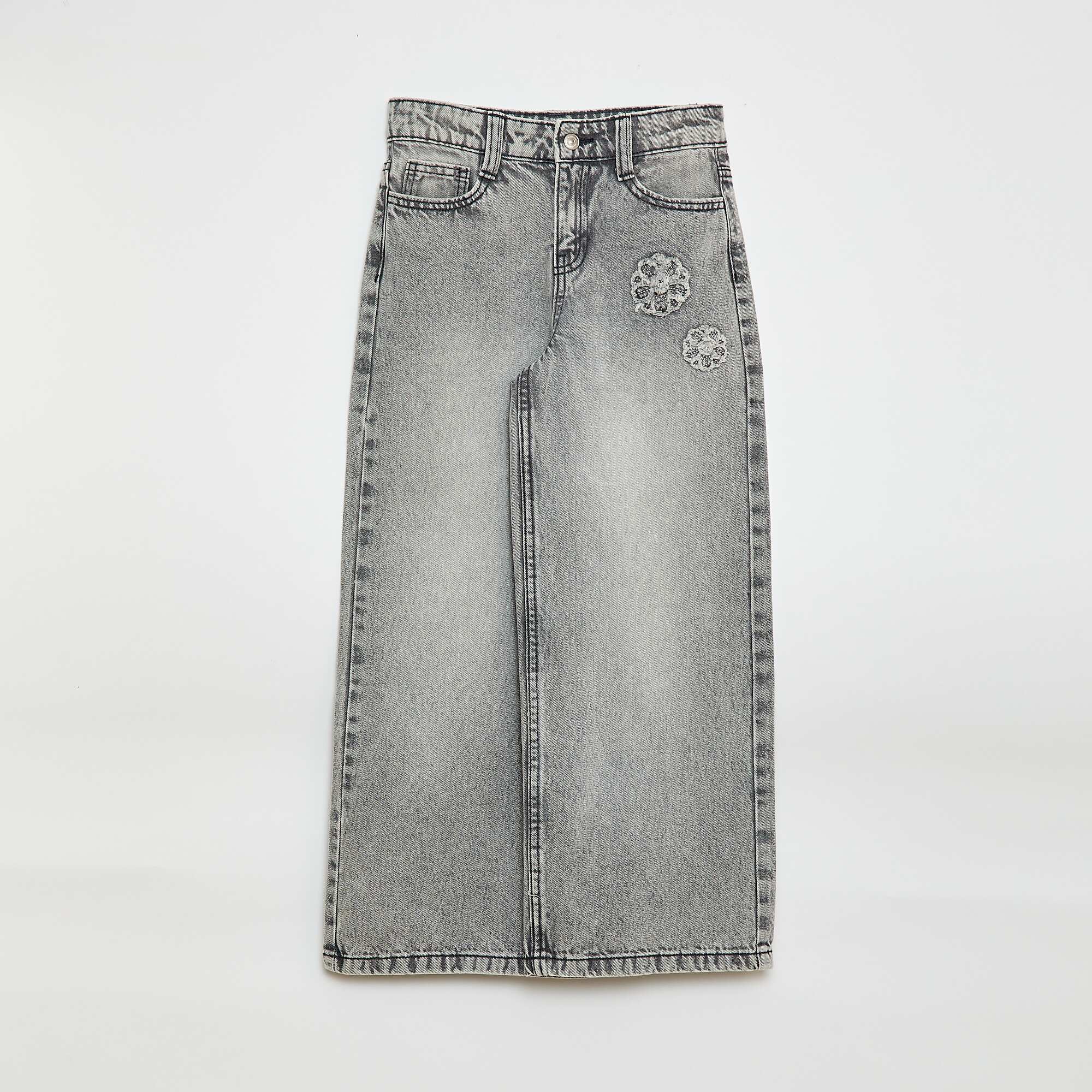 Denim Wide-Leg Pants GREY