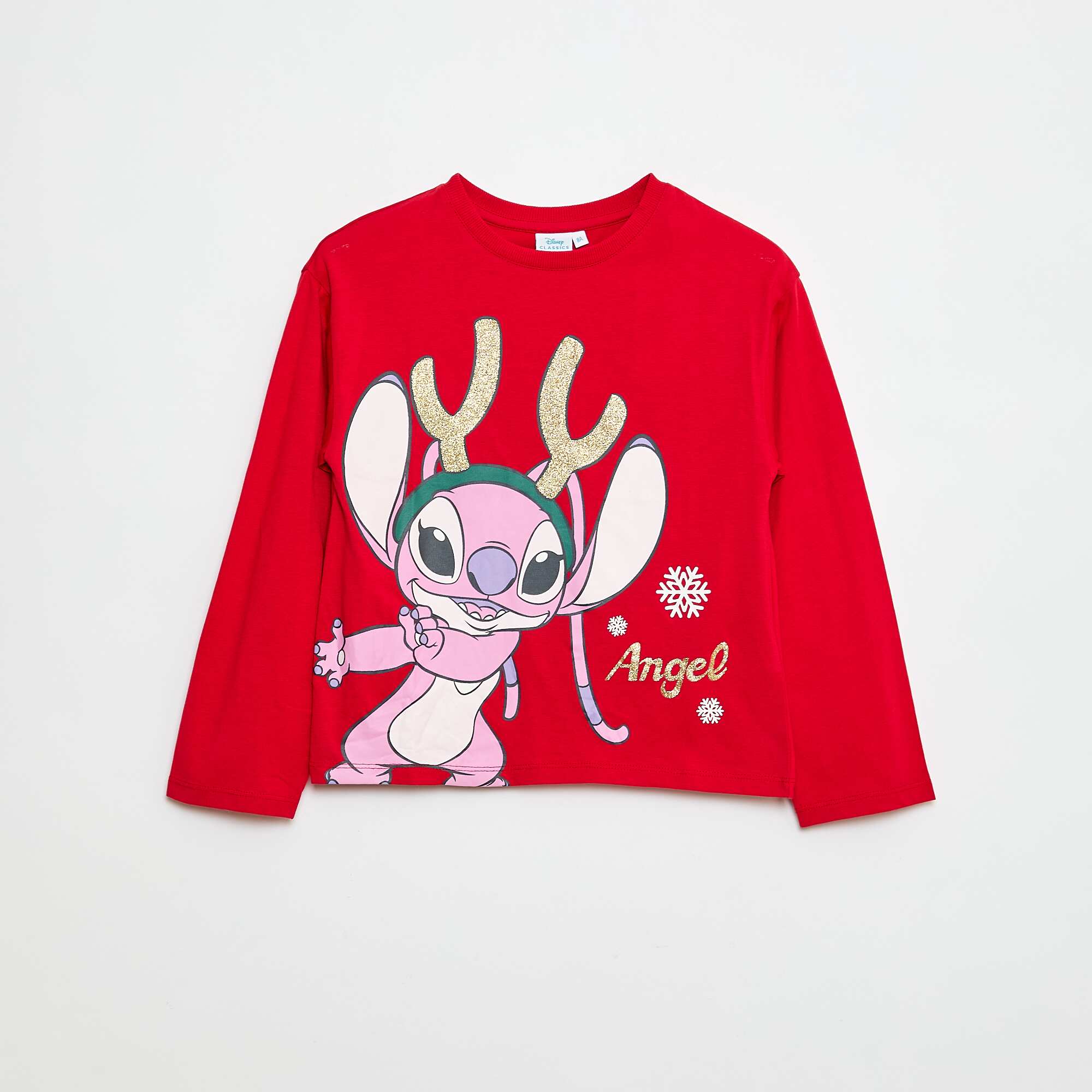 Disney 'Angel' Christmas Print Cotton Jersey T-Shirt RED