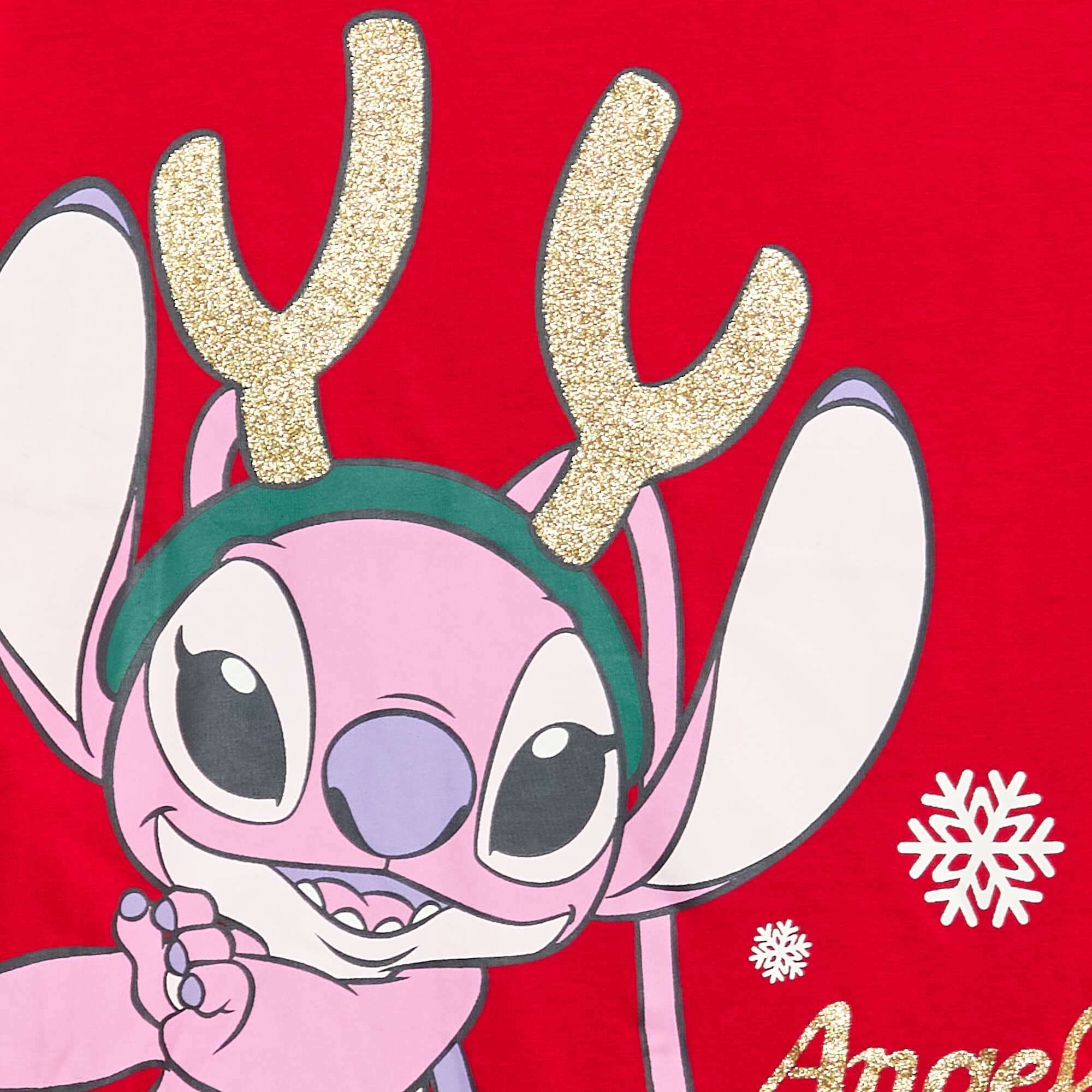 Disney 'Angel' Christmas Print Cotton Jersey T-Shirt RED - Image 2