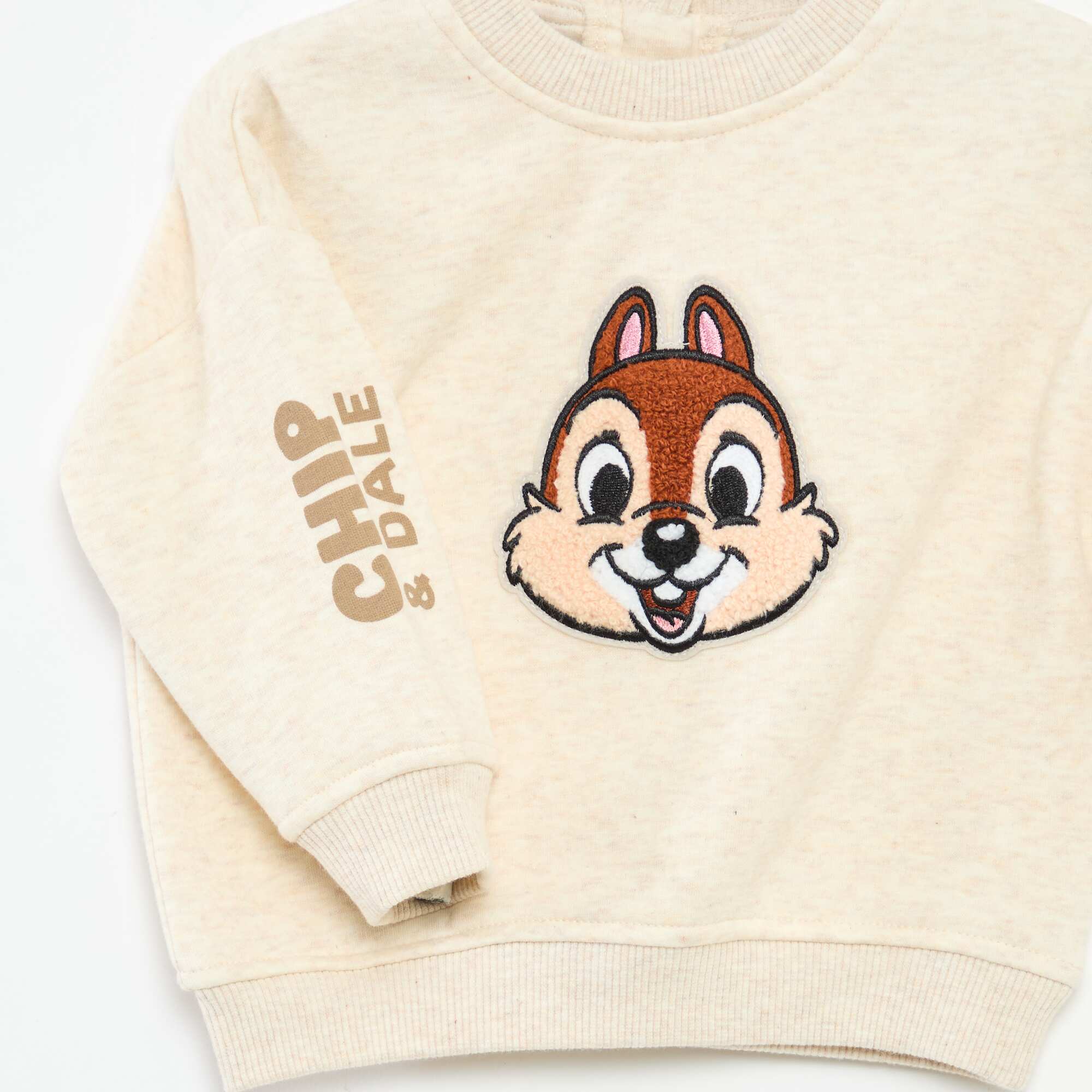 Disney 'Chip & Dale' solid colour round neck jumper BEIGE - Image 3