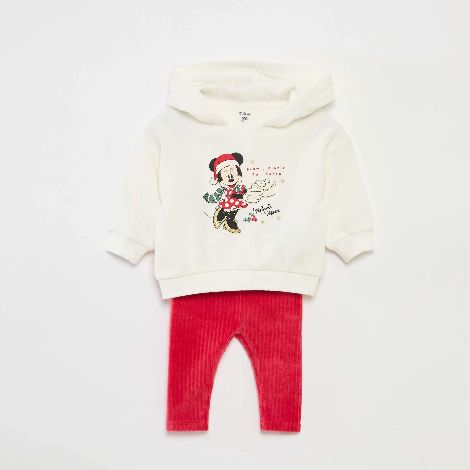 Disney Minnie Cotton Hoodie and Legging Set BEIGE