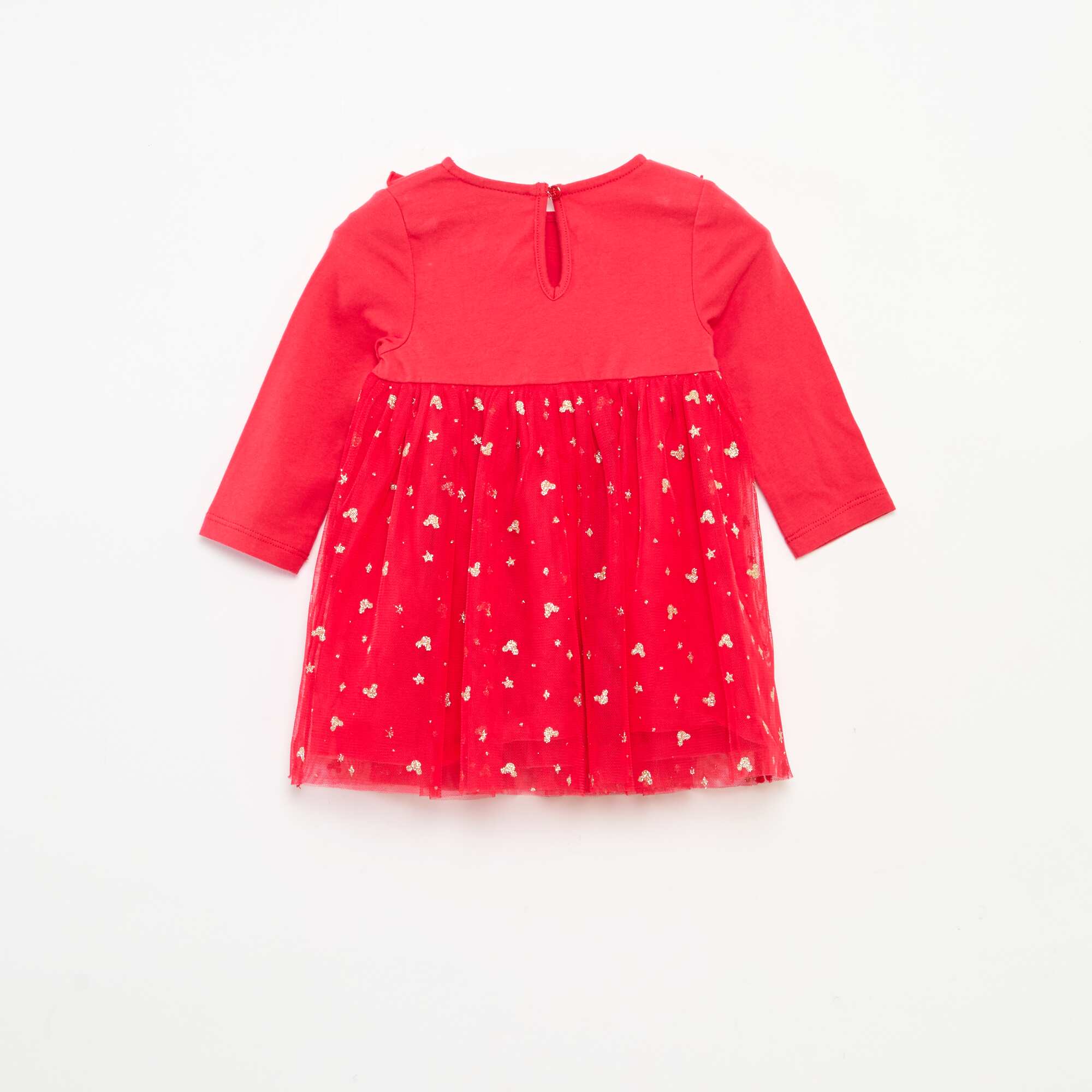 Disney 'Minnie' Flocked Christmas Dress RED - Image 3