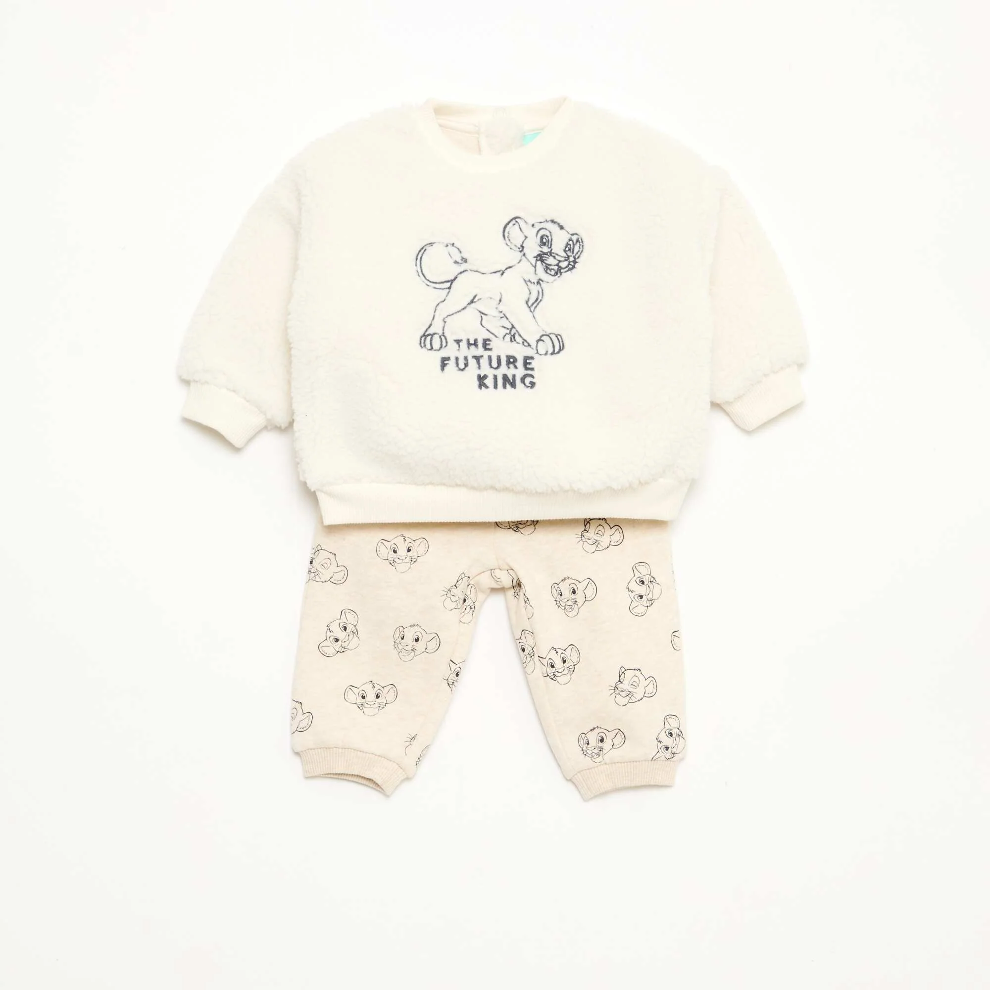 Disney 'Simba' Cotton Sweatshirt + Pants Set WHITE