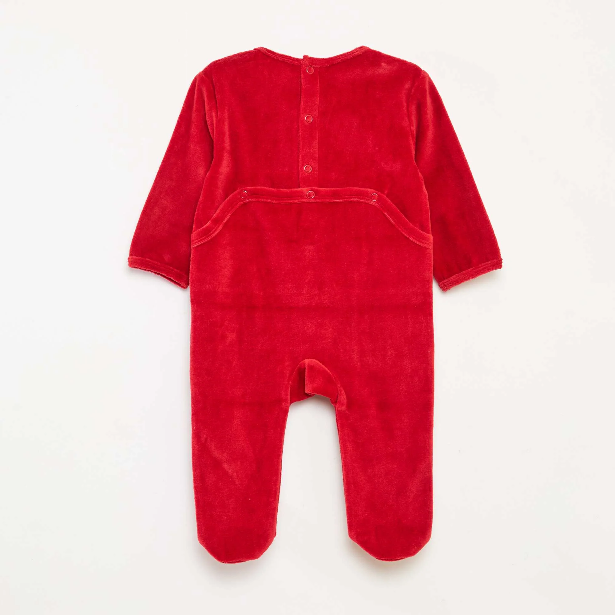 Disney 'Stitch' Christmas Heavy Sleepsuit in Cotton Velvet RED - Image 3