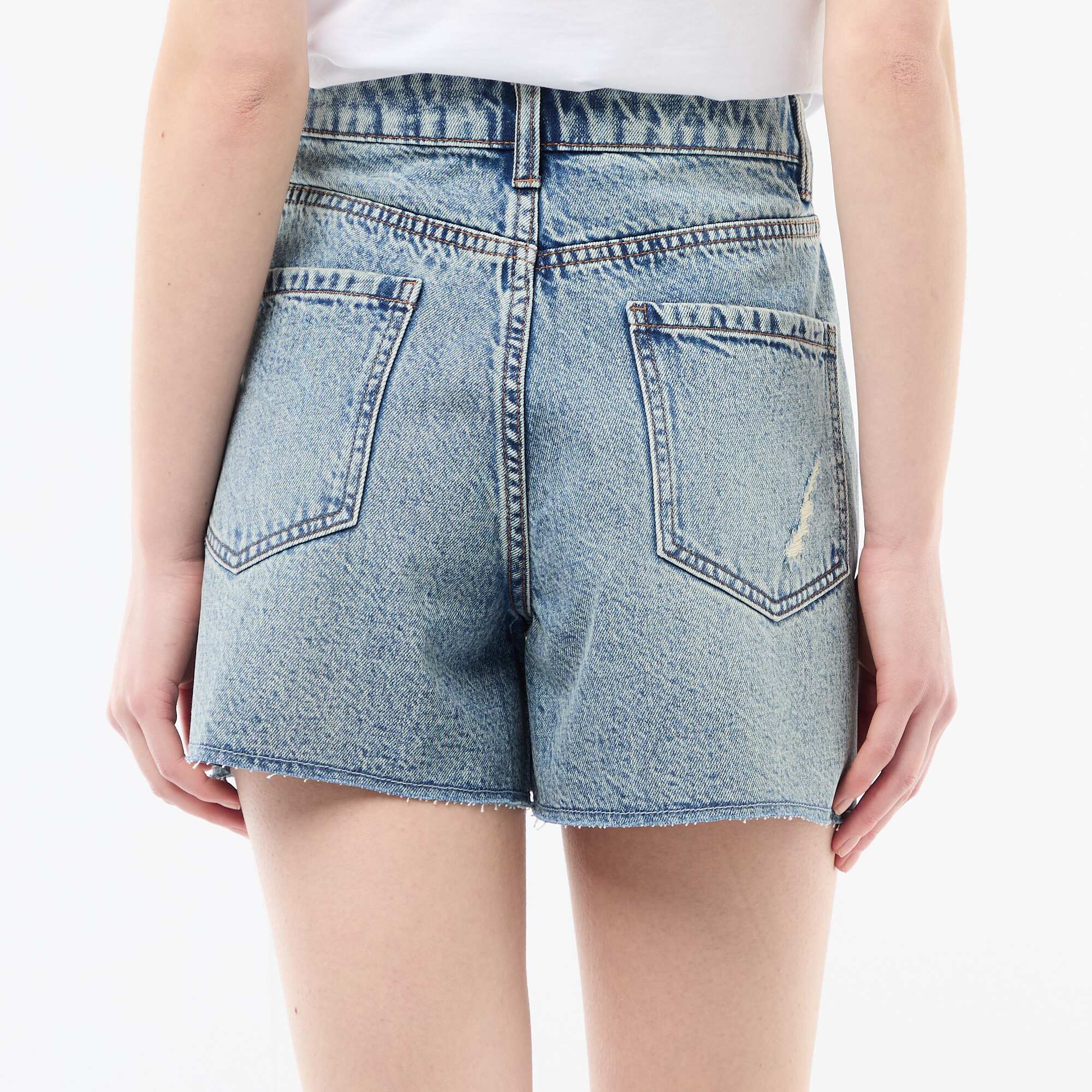 Distressed Denim Shorts BLUE - Image 4