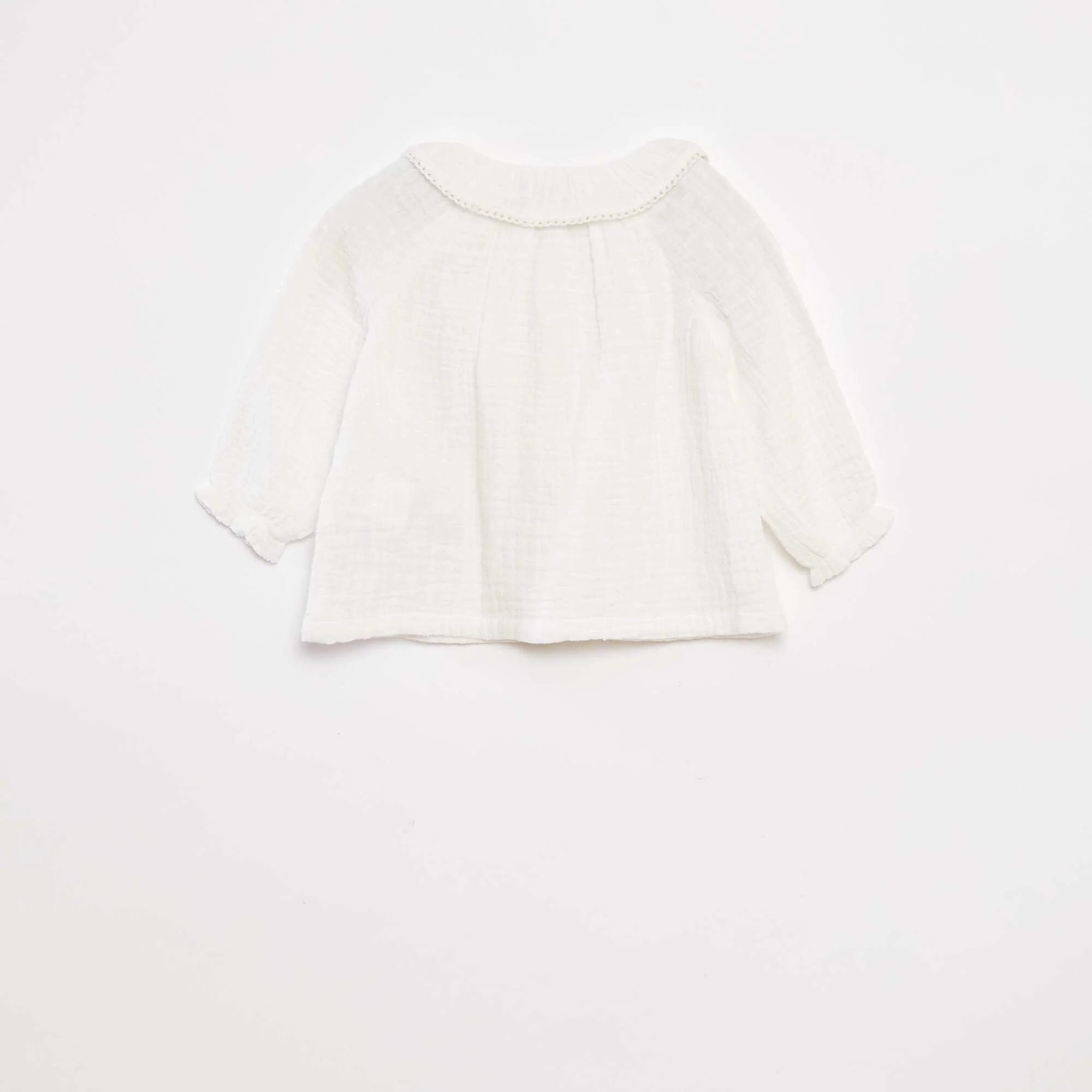 Dotted cotton gauze blouse WHITE - Image 3