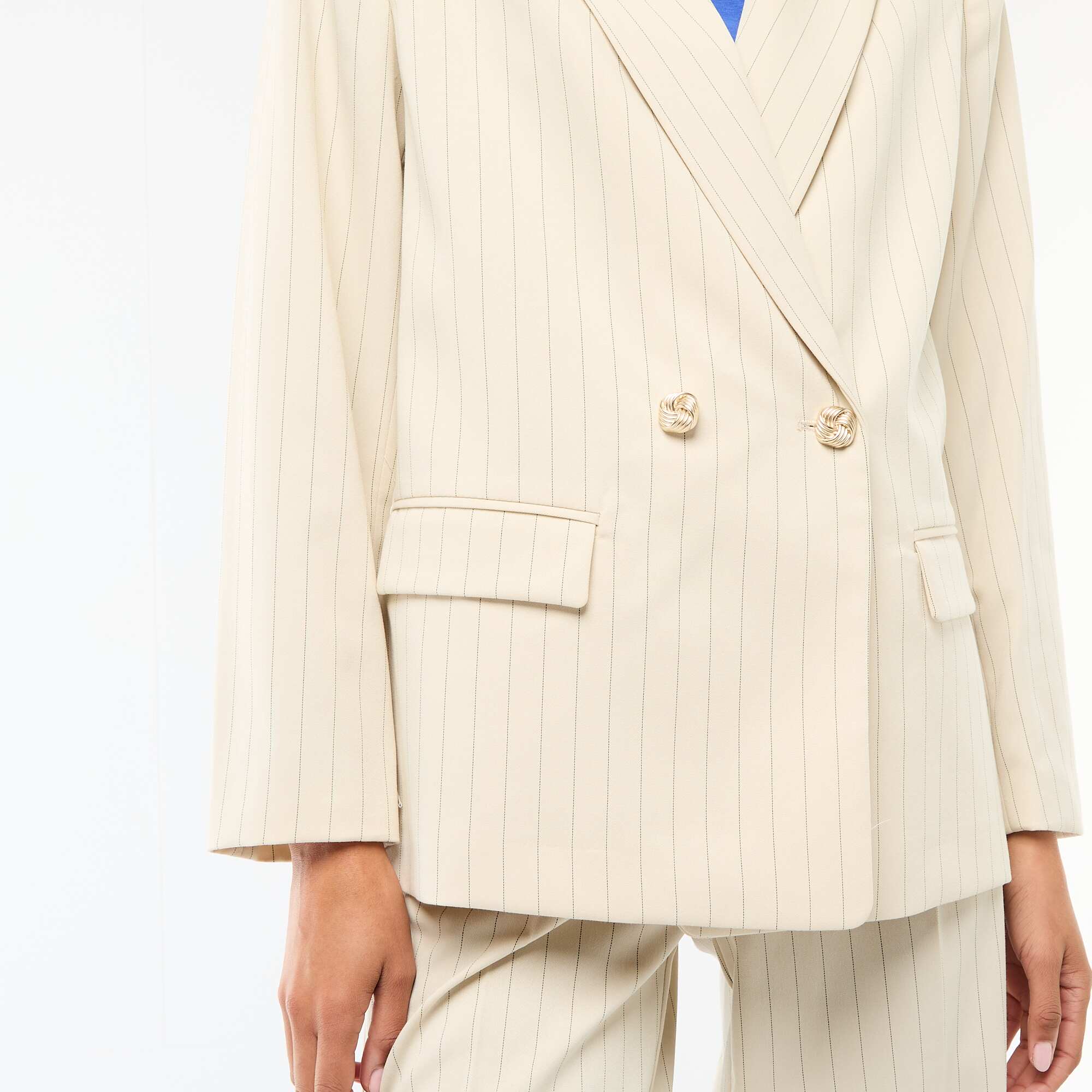 Double-Breasted Tailored Blazer BEIGE - Image 5