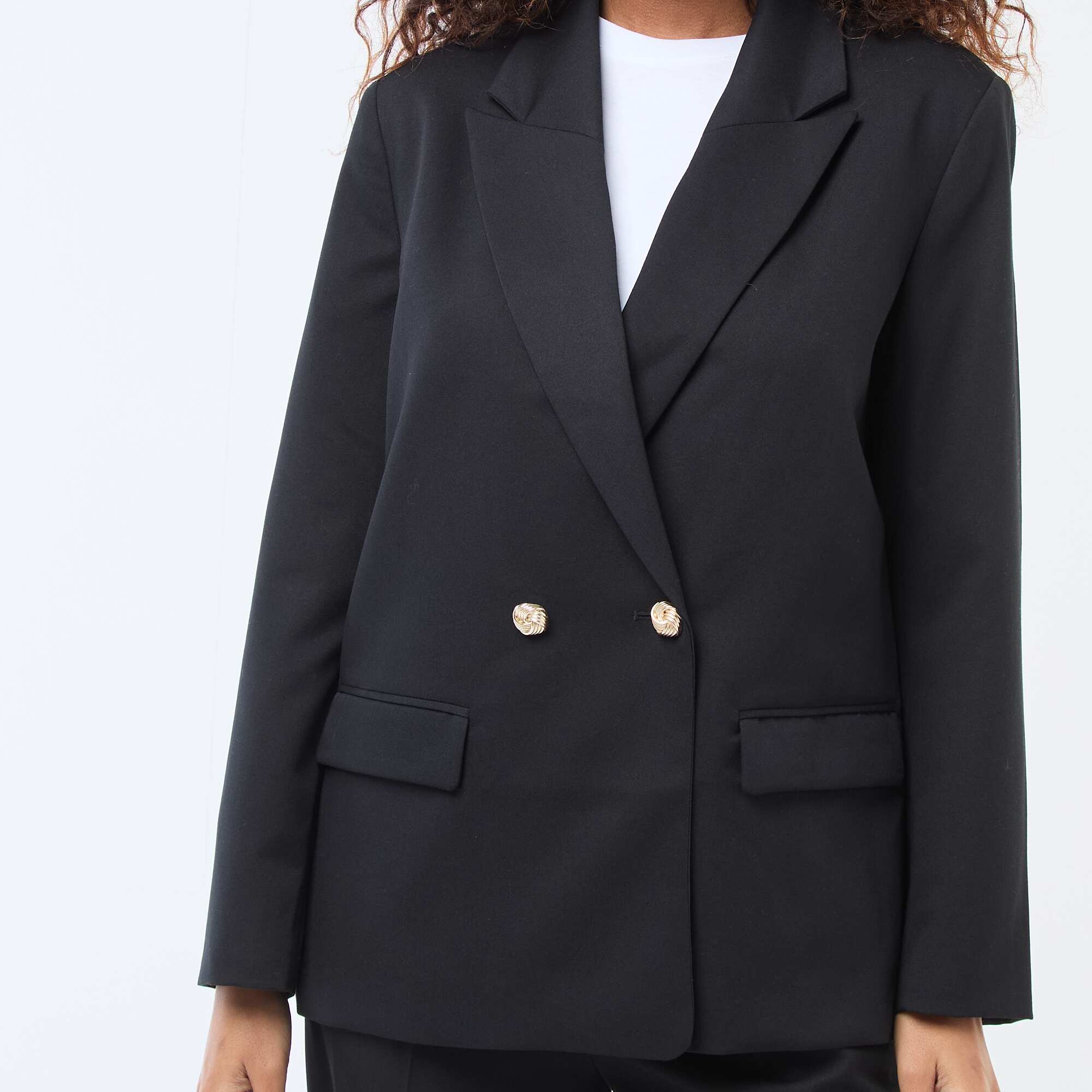 Double-Breasted Tailored Blazer BLACK - Image 5